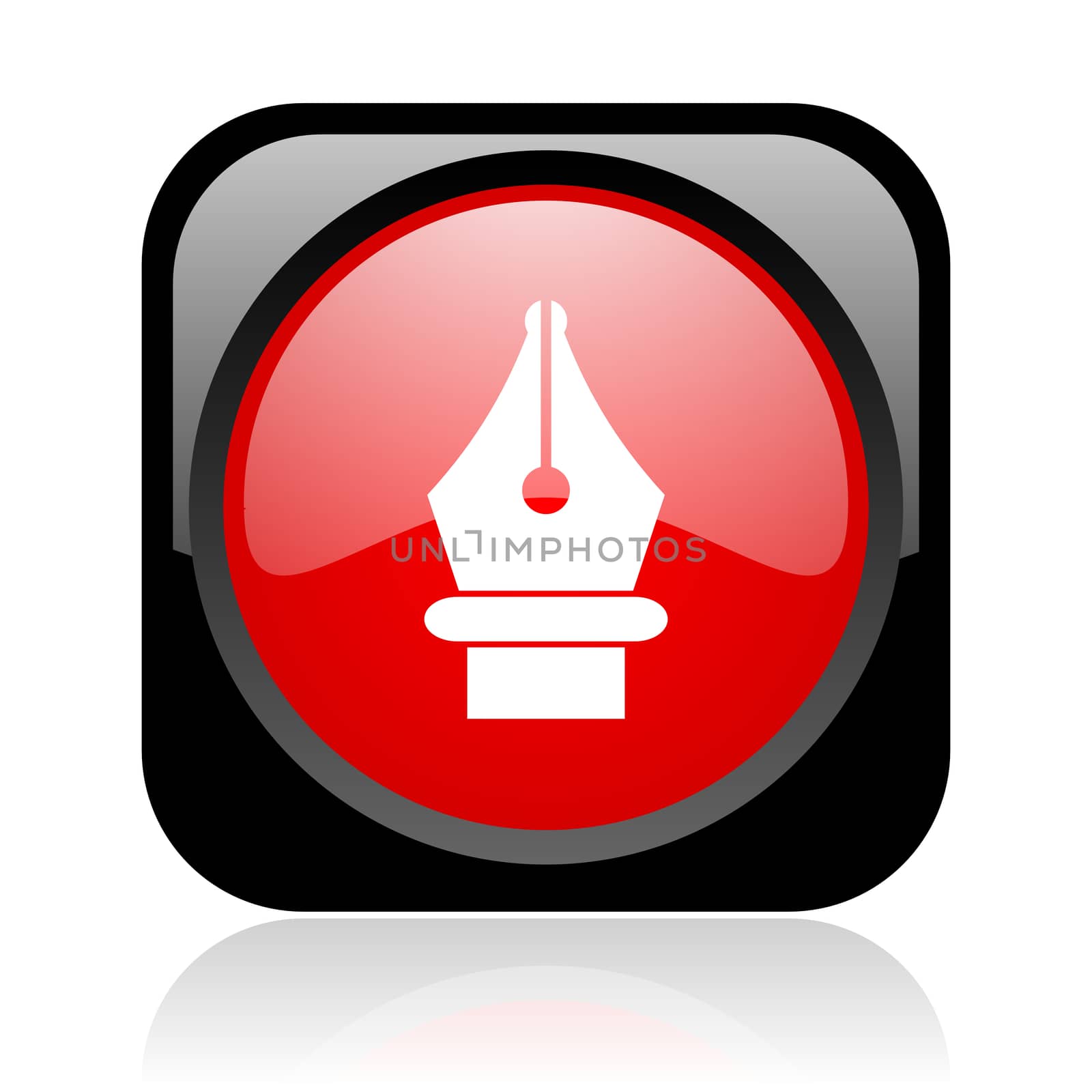 pen black and red square web glossy icon