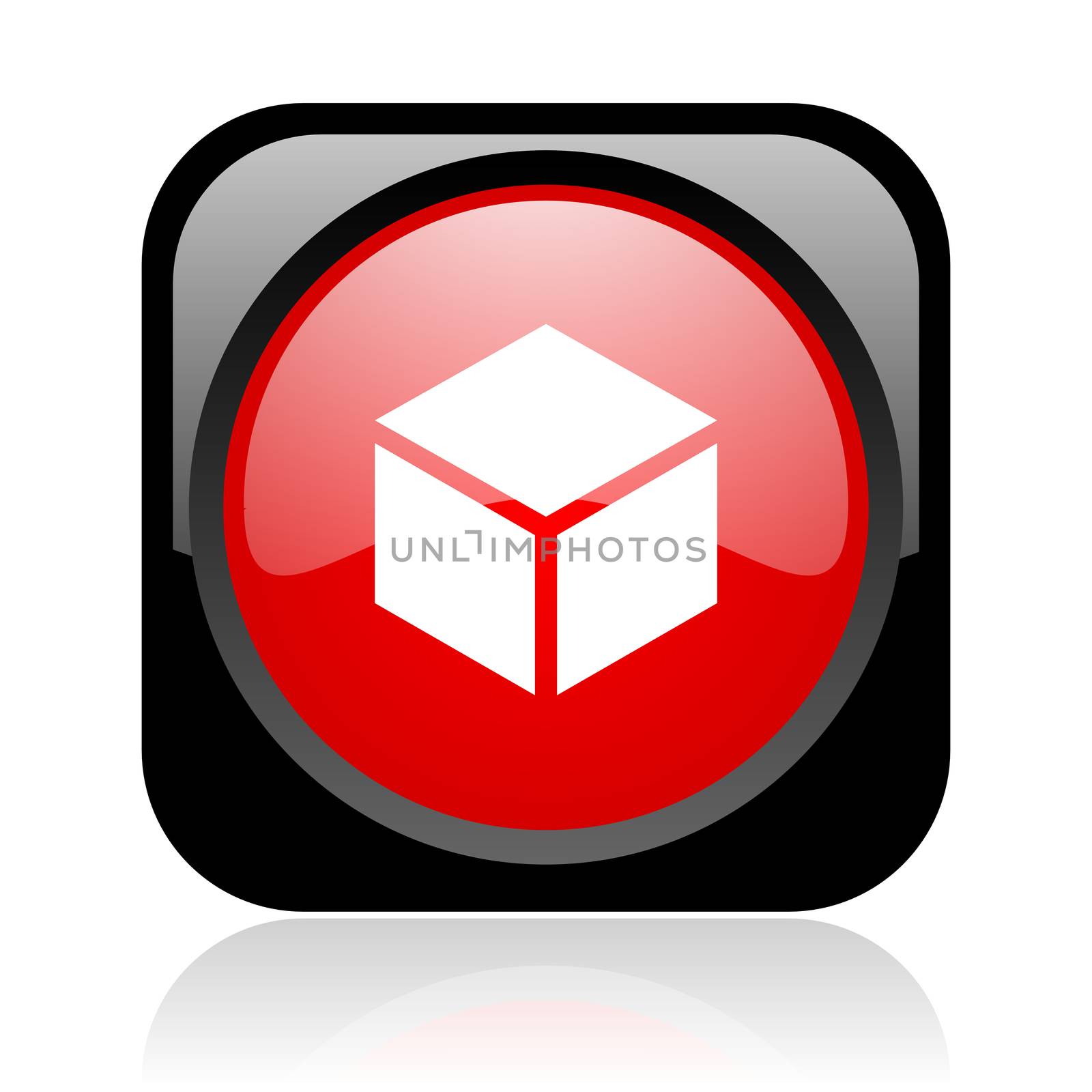 box black and red square web glossy icon