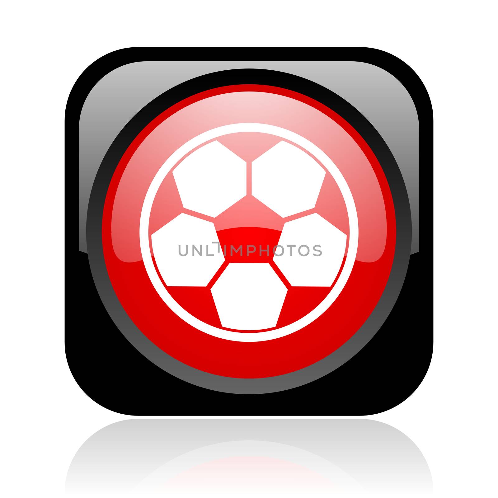 soccer black and red square web glossy icon