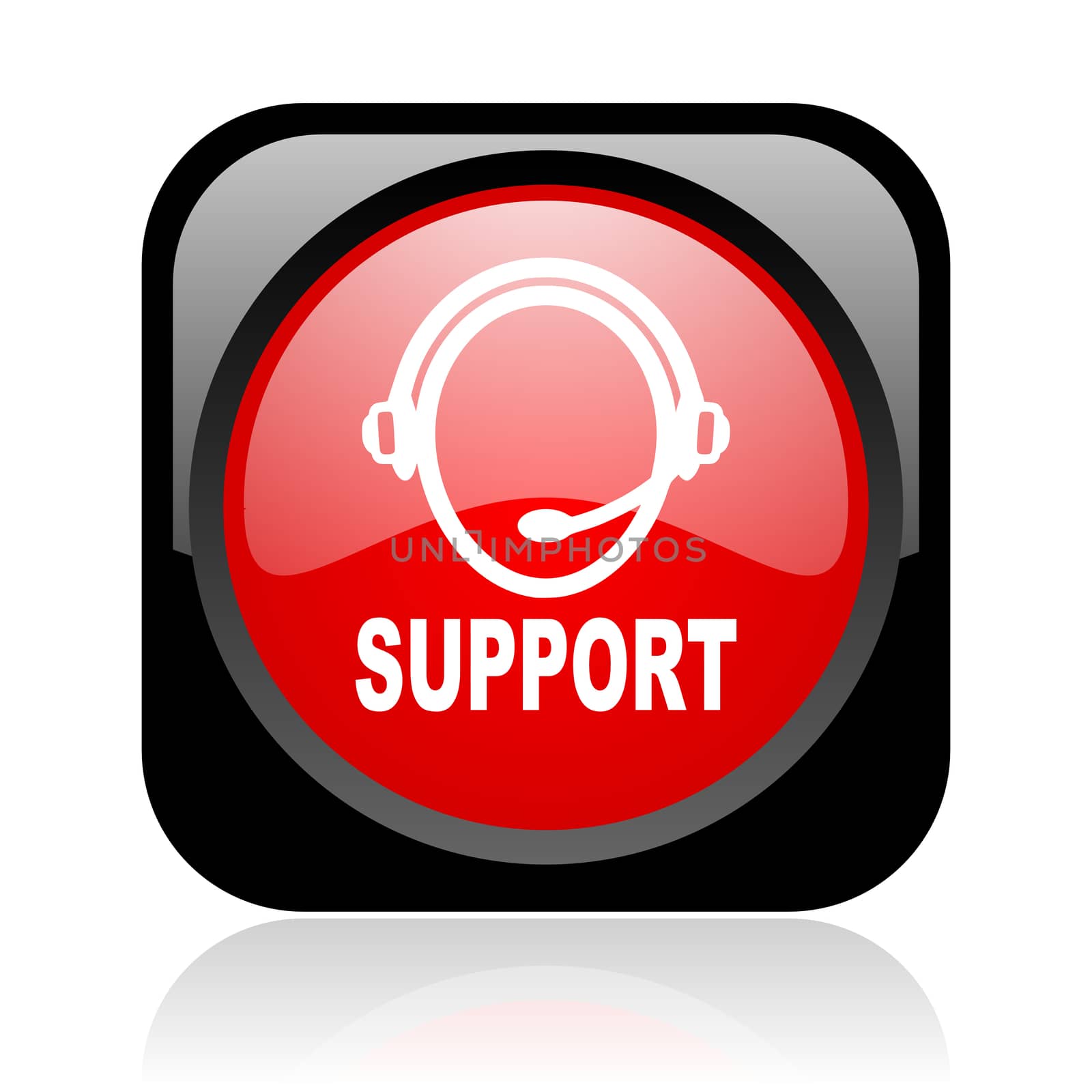 support black and red square web glossy icon