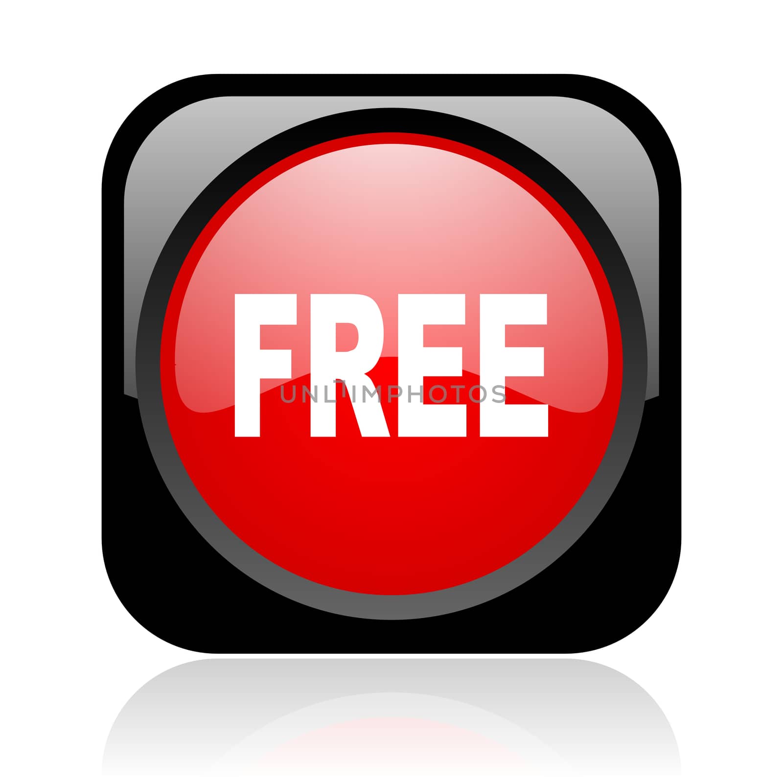 free black and red square web glossy icon