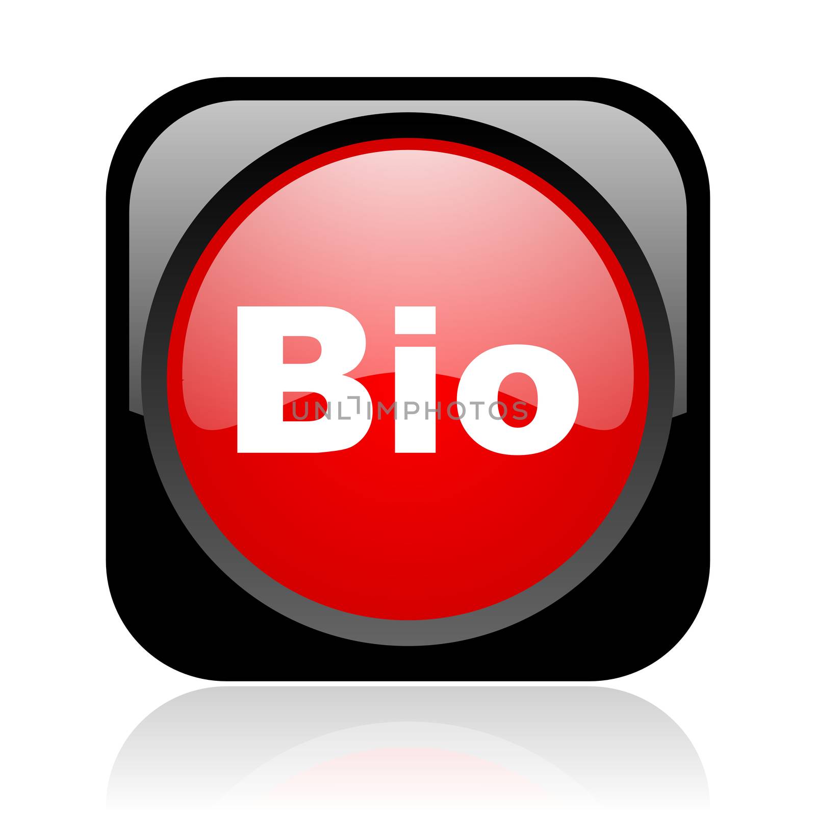 bio black and red square web glossy icon
