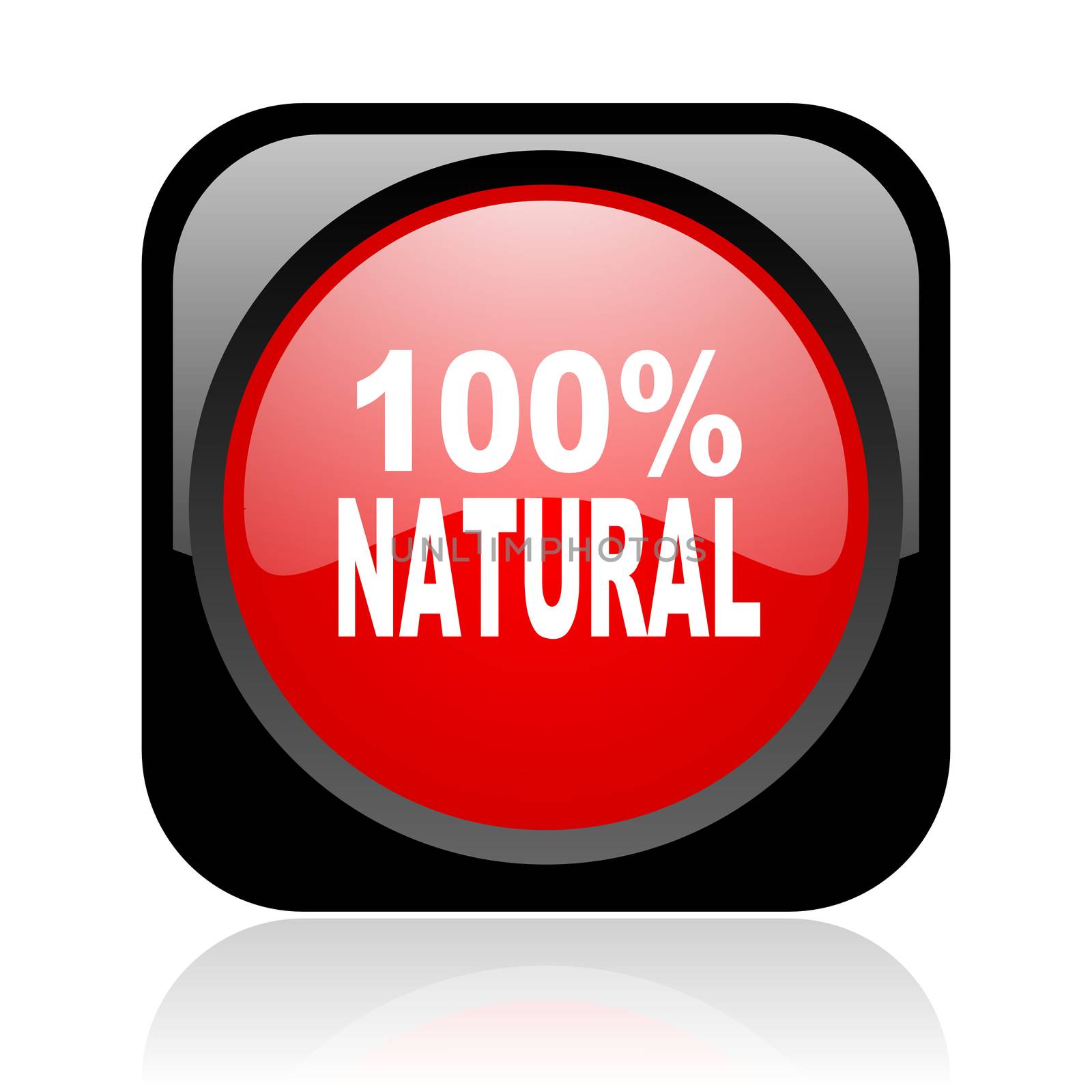 natural black and red square web glossy icon