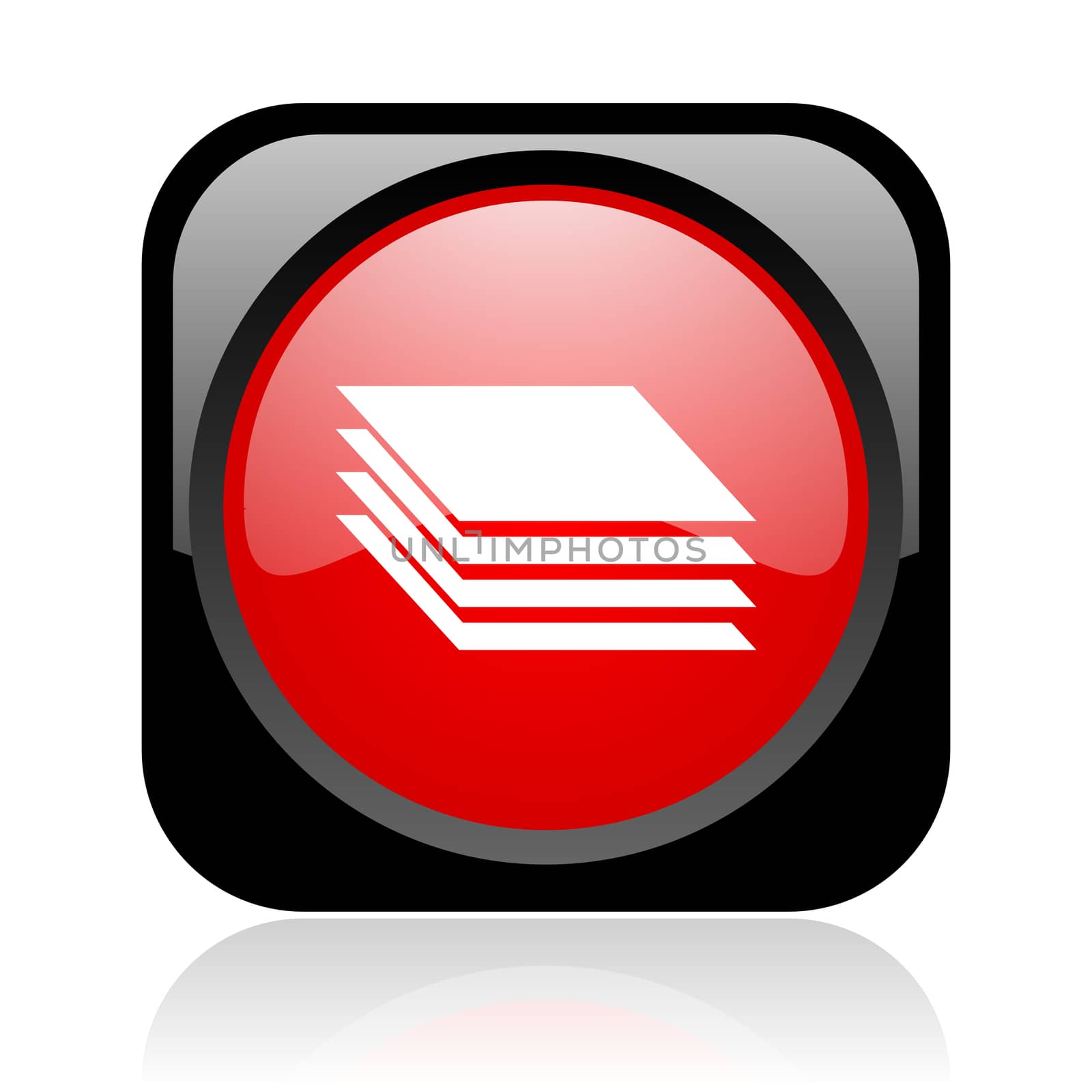 layers black and red square web glossy icon