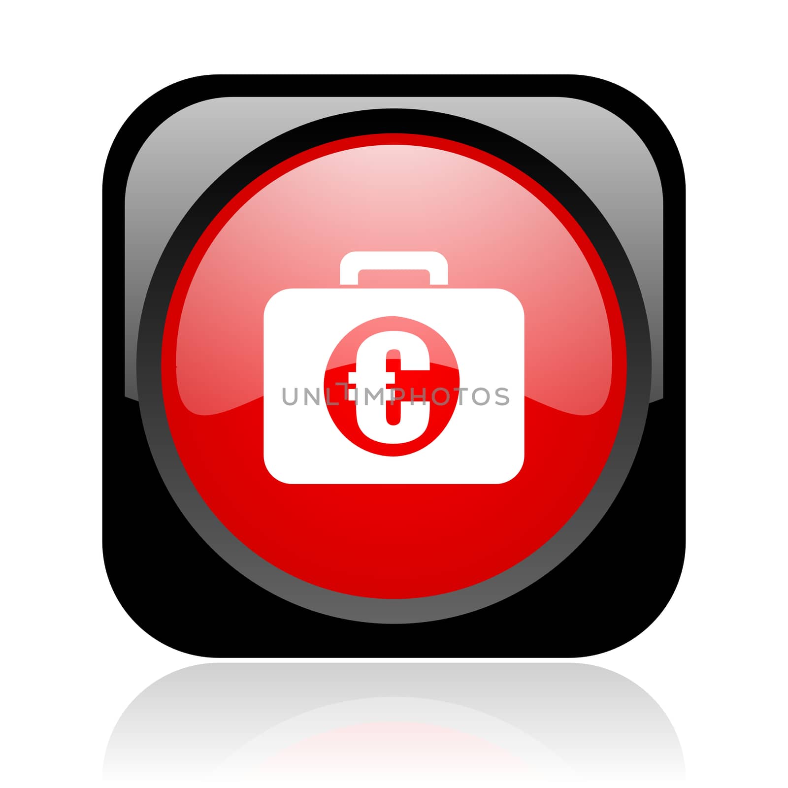 financial black and red square web glossy icon