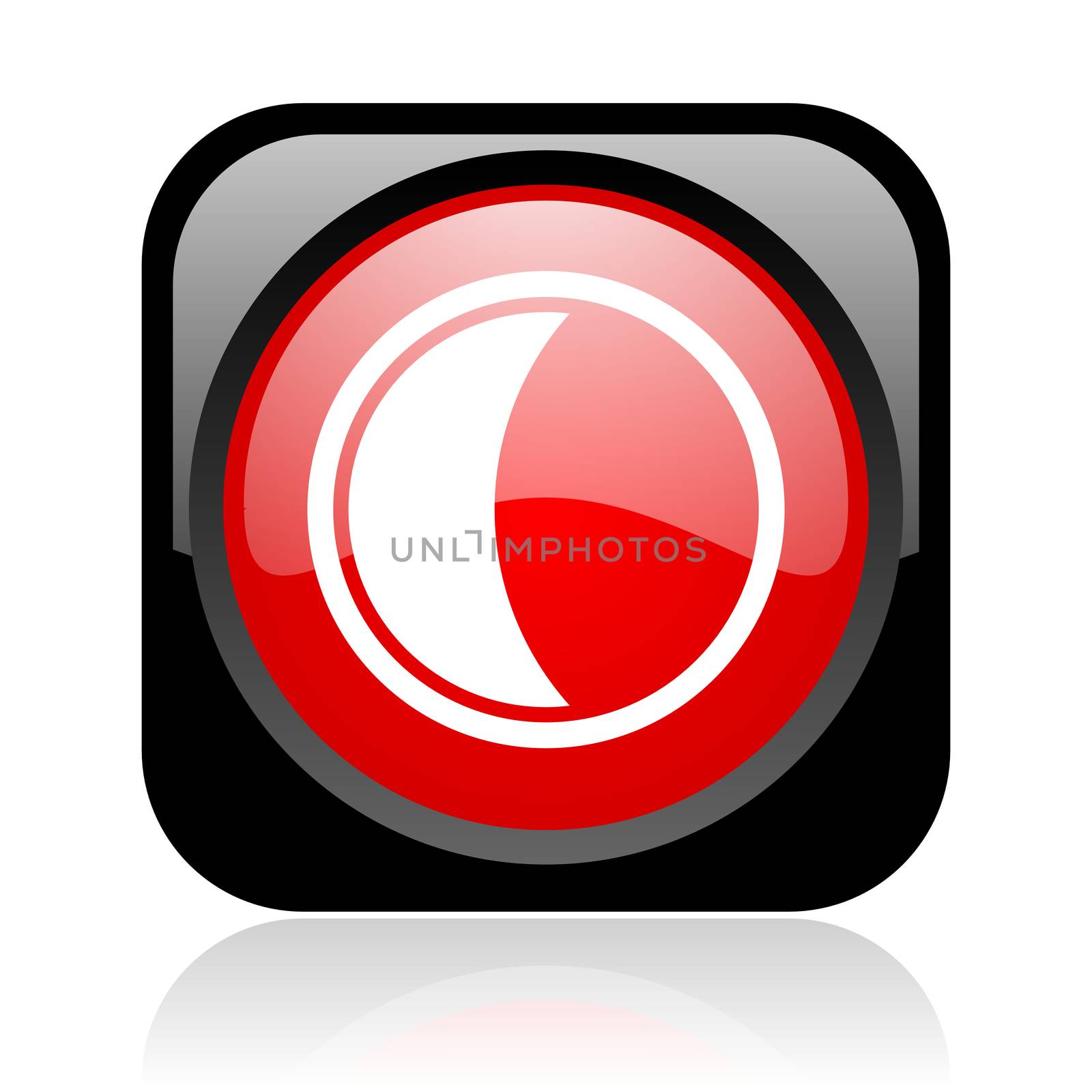 moon black and red square web glossy icon