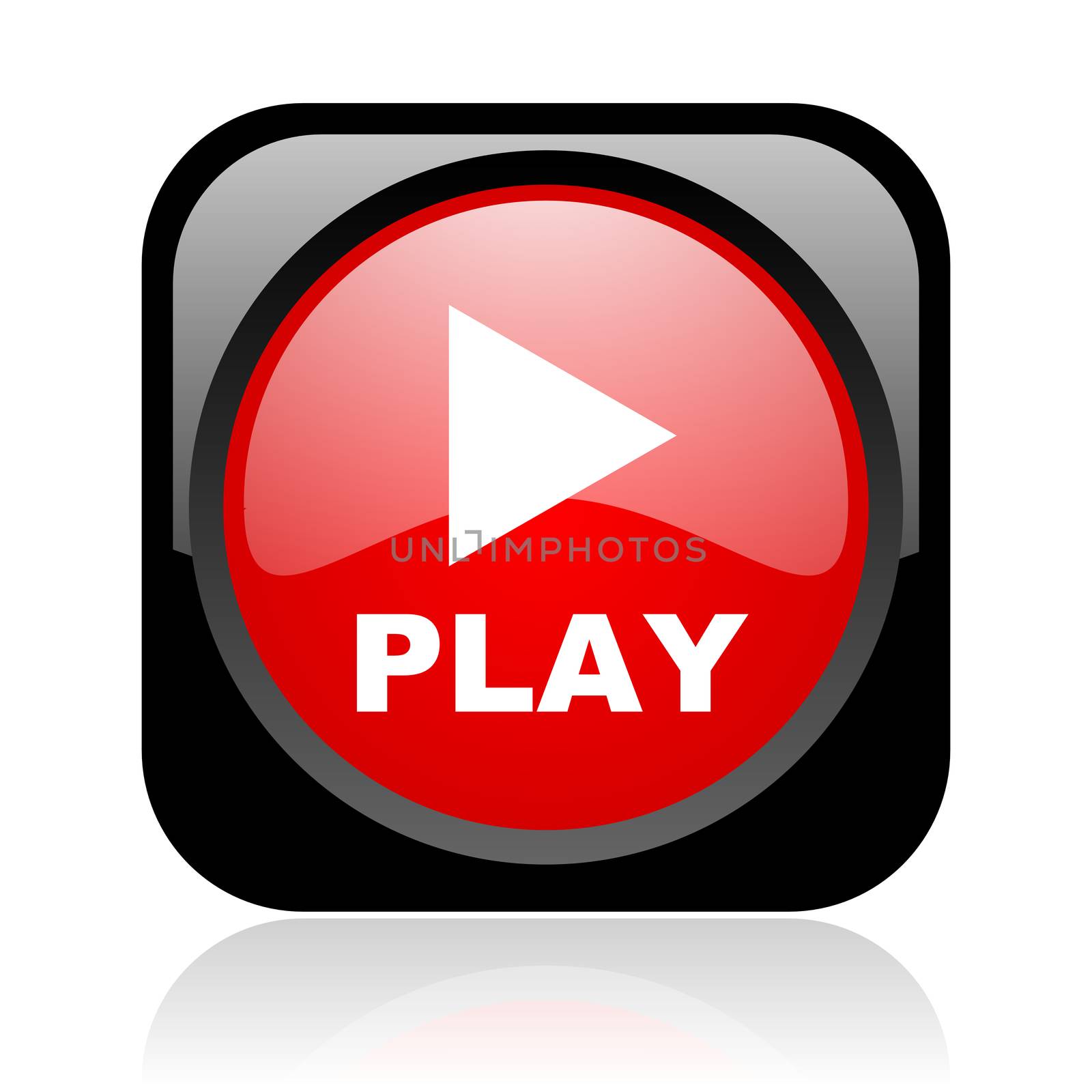 play black and red square web glossy icon