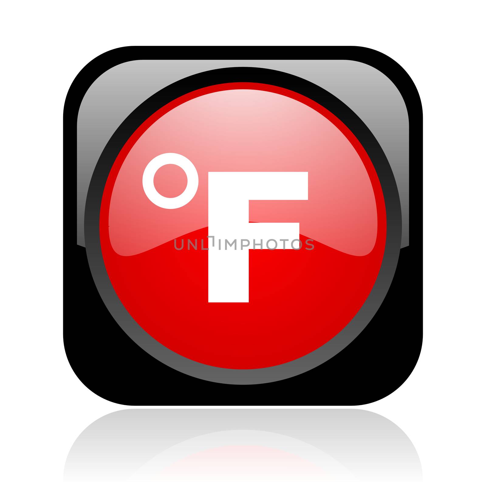 fahrenheit black and red square web glossy icon