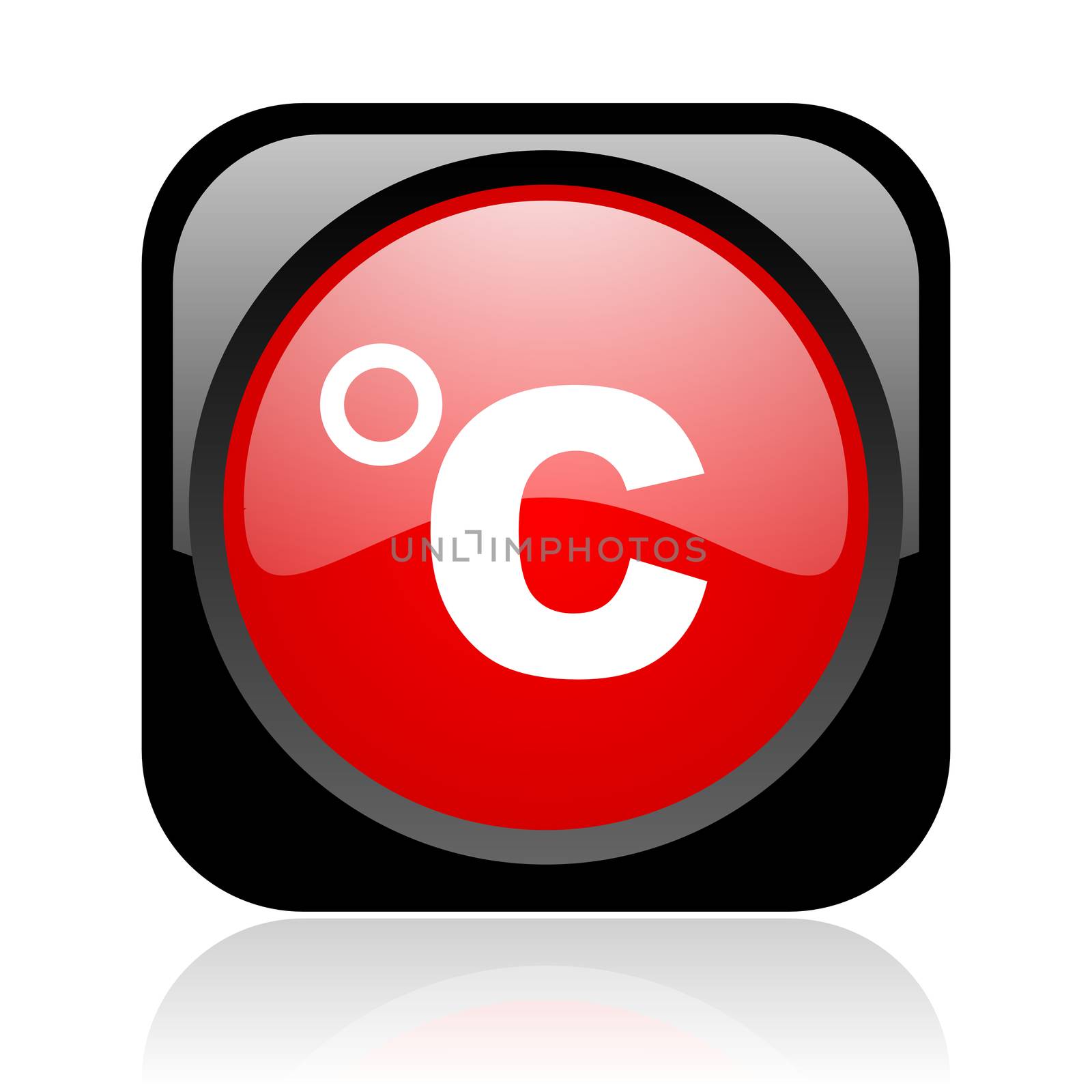 celsius black and red square web glossy icon