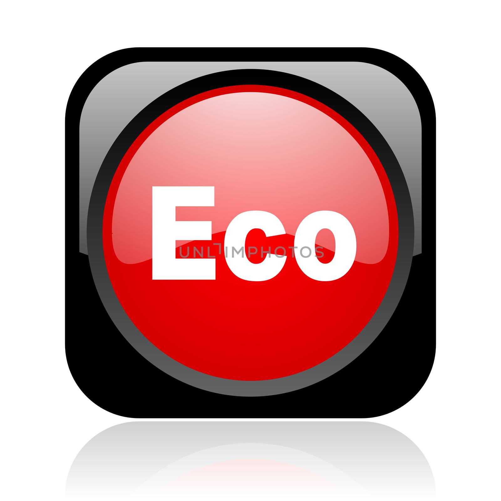 eco black and red square web glossy icon