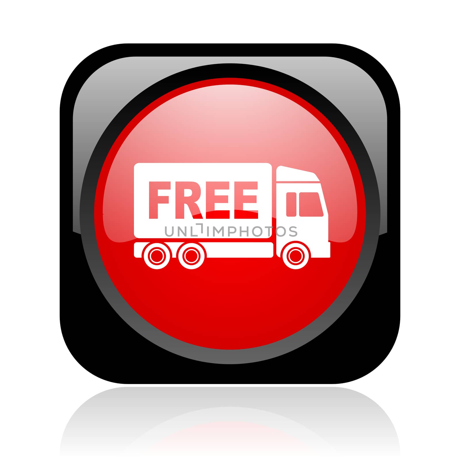 free delivery black and red square web glossy icon
