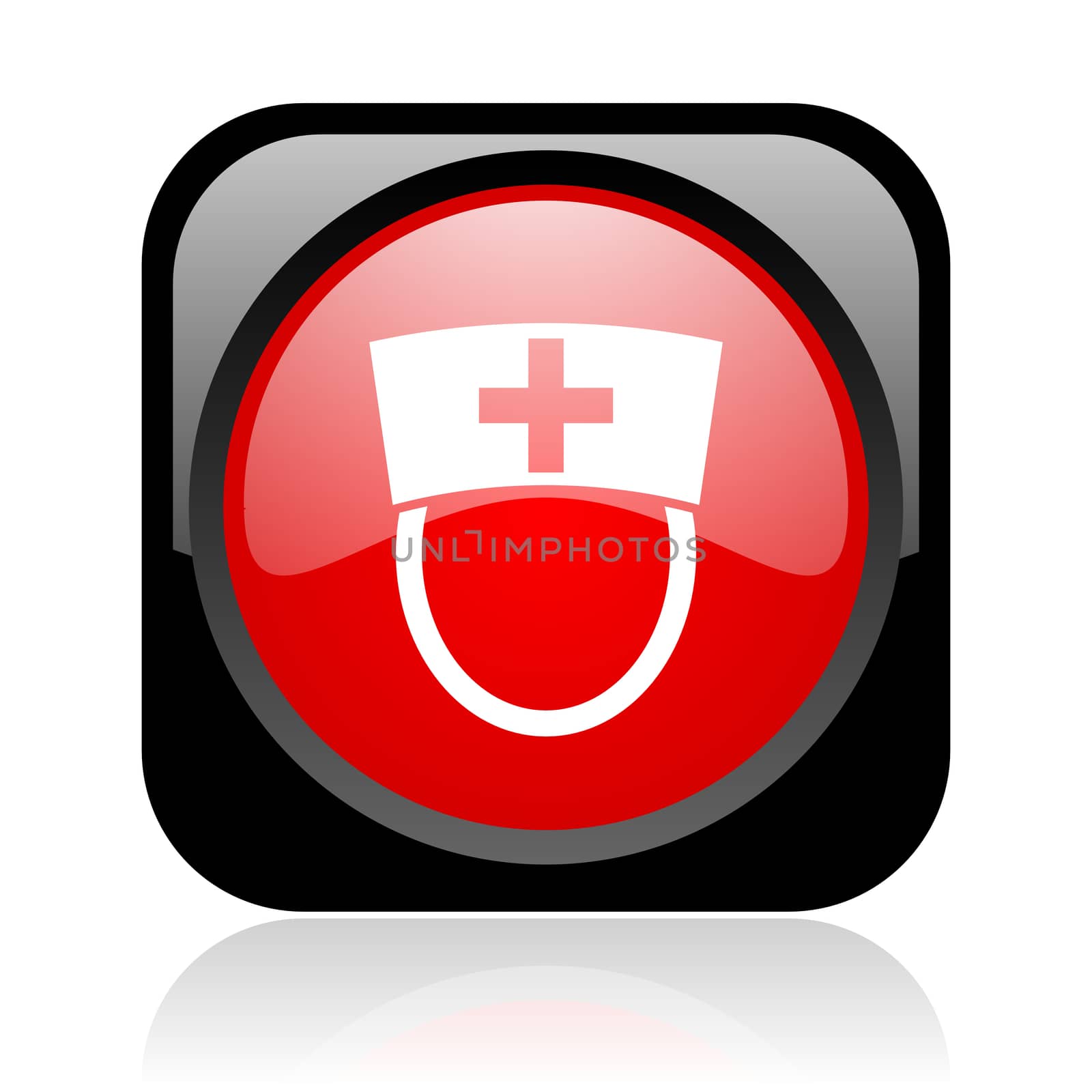 nurse black and red square web glossy icon