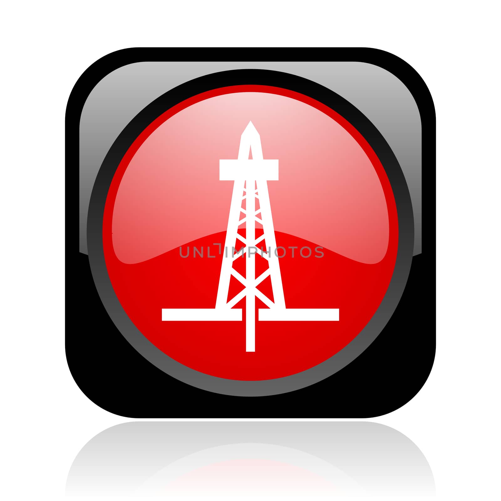 drilling black and red square web glossy icon