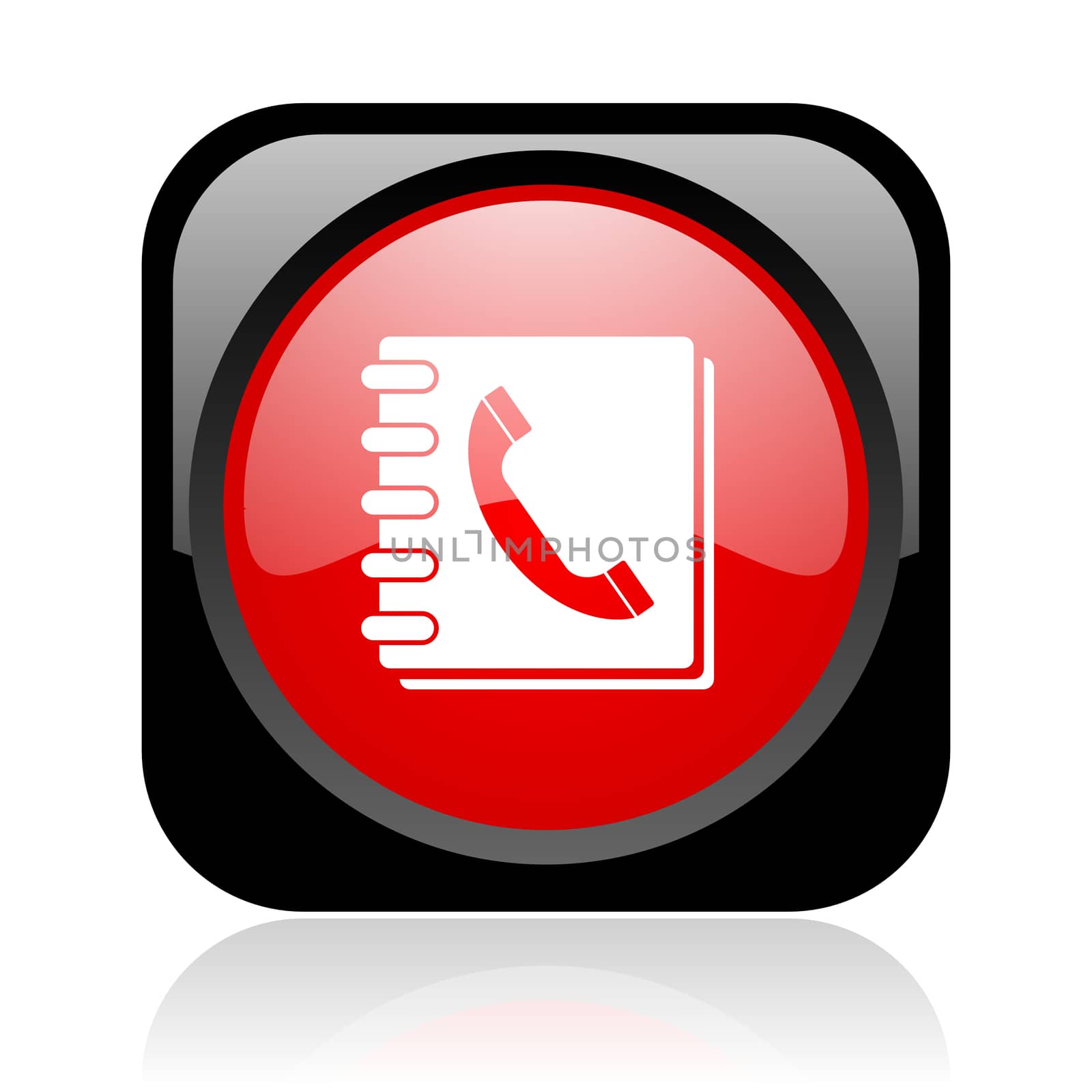 phonebook black and red square web glossy icon