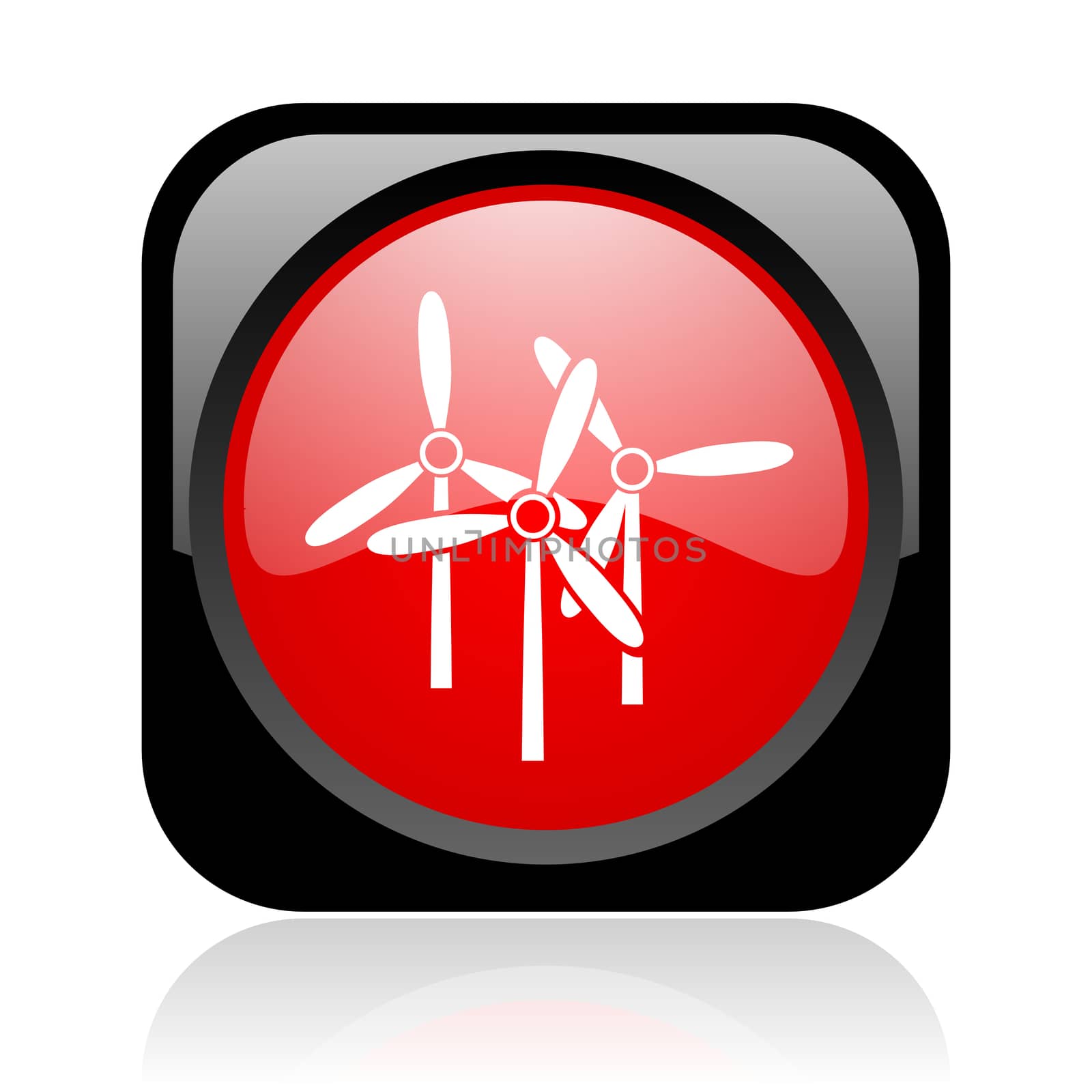 windmill black and red square web glossy icon