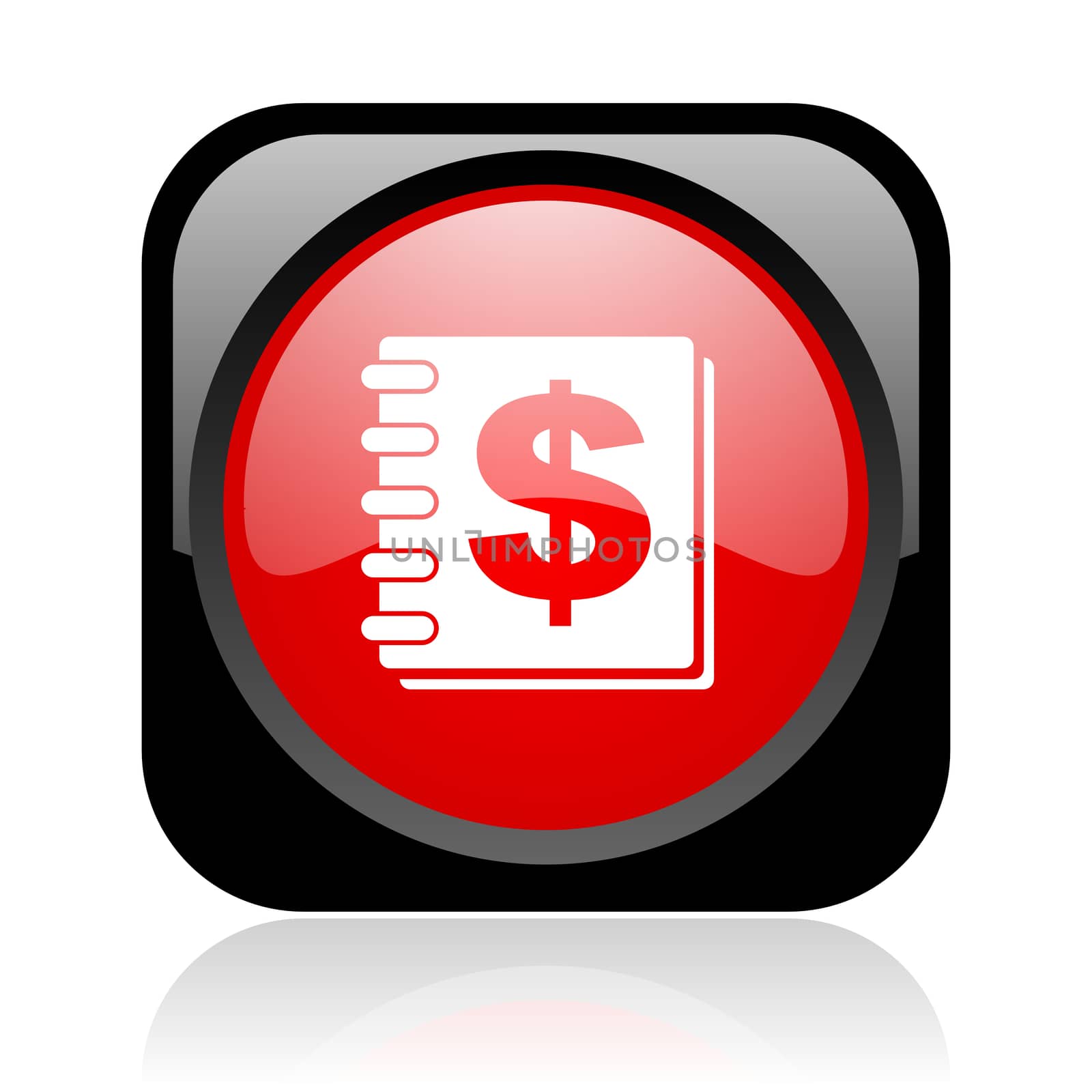 money black and red square web glossy icon
