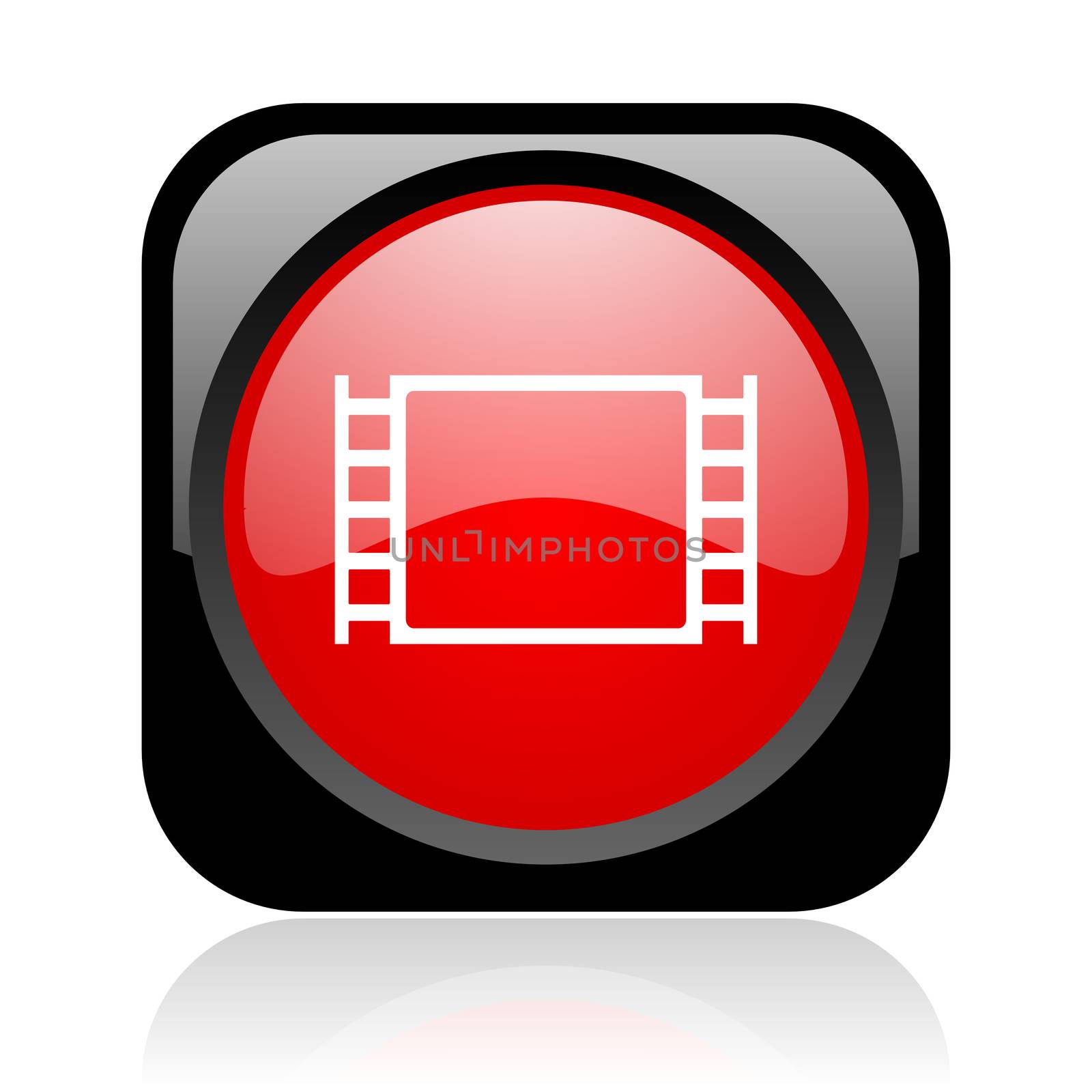 movie black and red square web glossy icon