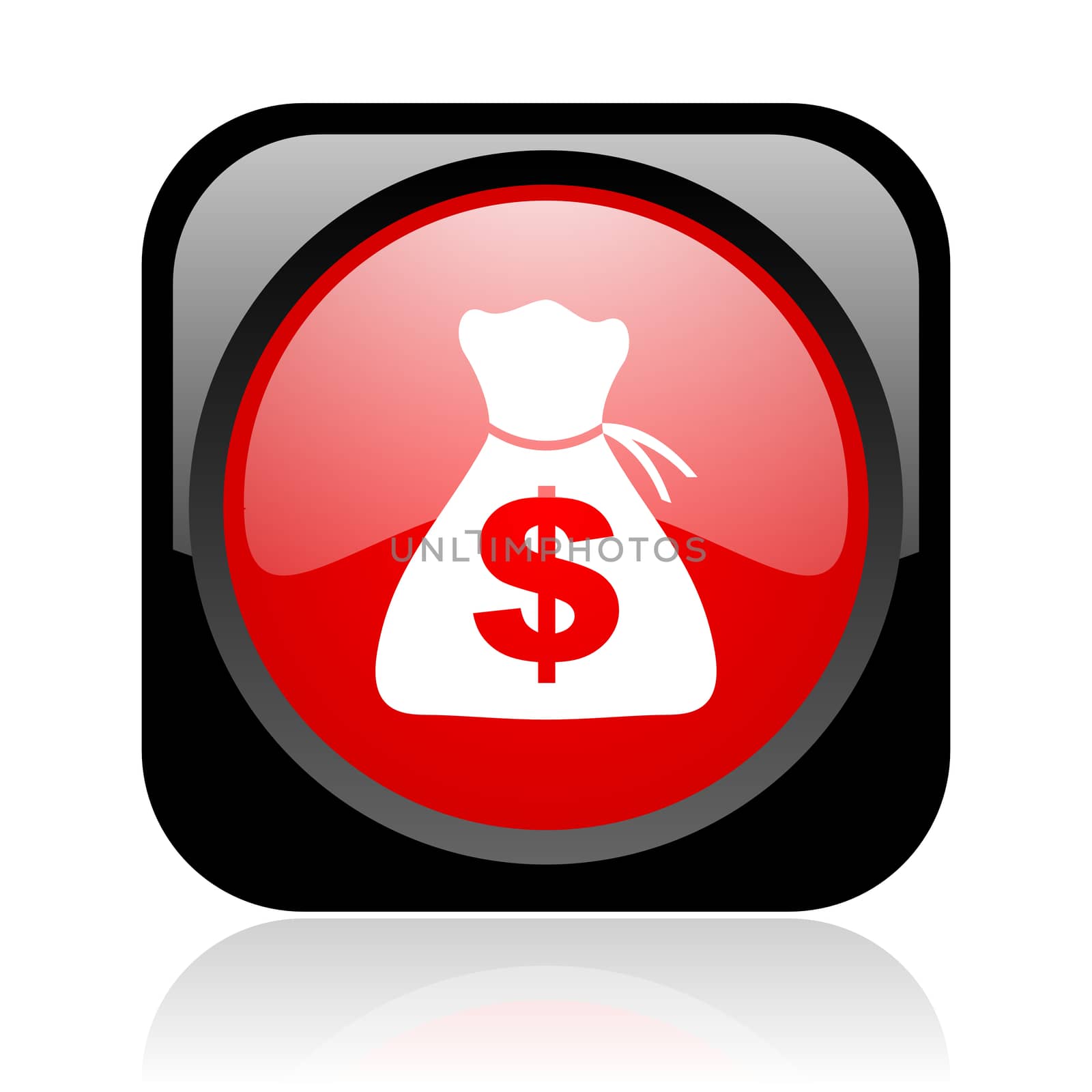 money black and red square web glossy icon