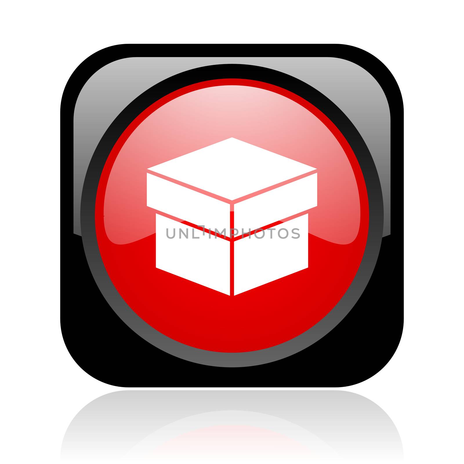 box black and red square web glossy icon