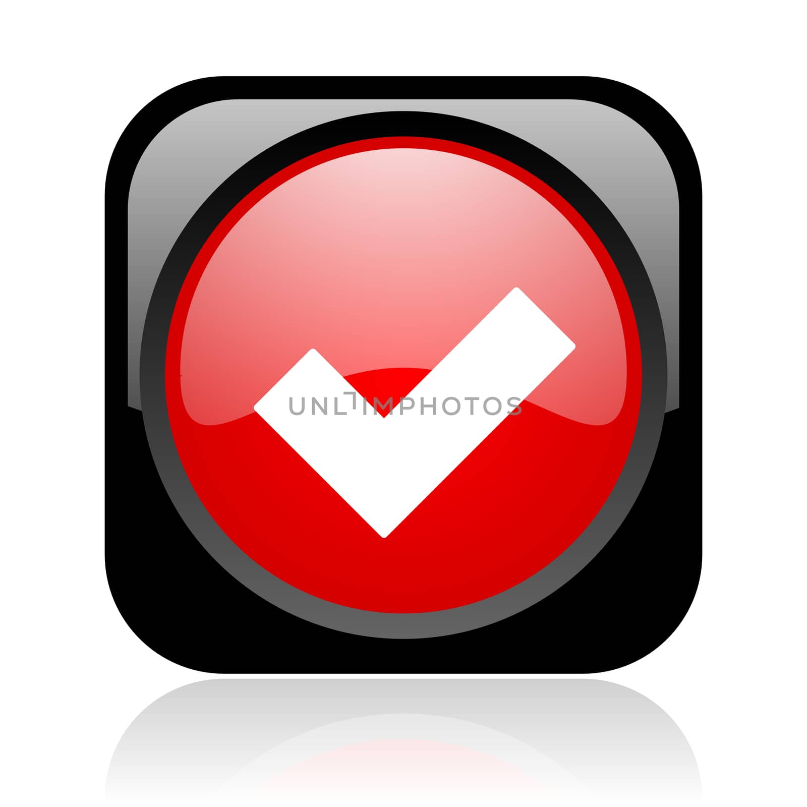 accept black and red square web glossy icon
