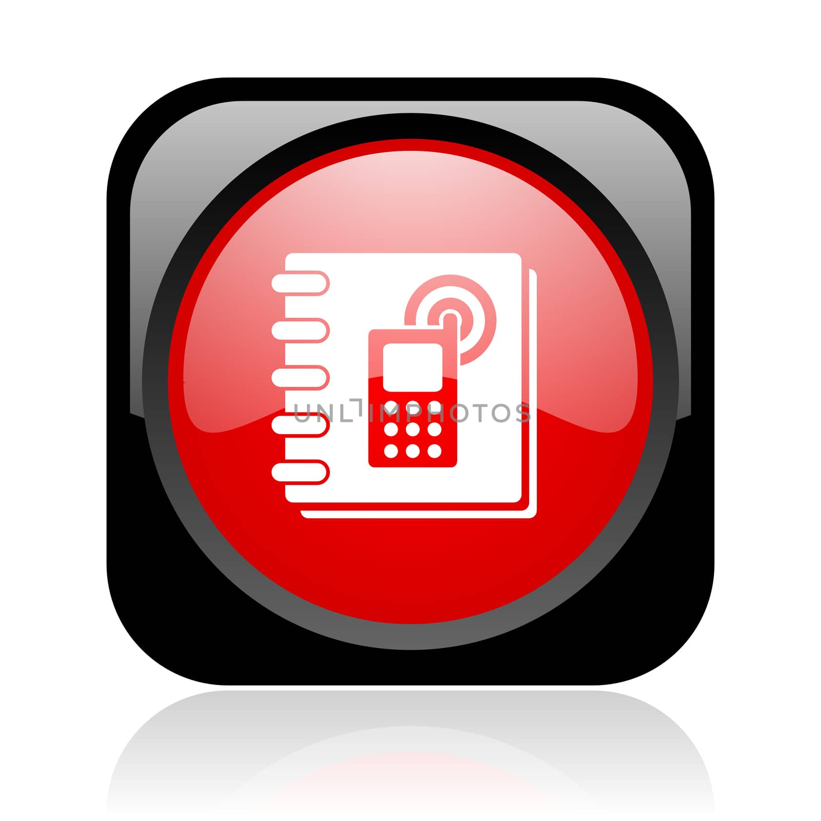 phonebook black and red square web glossy icon