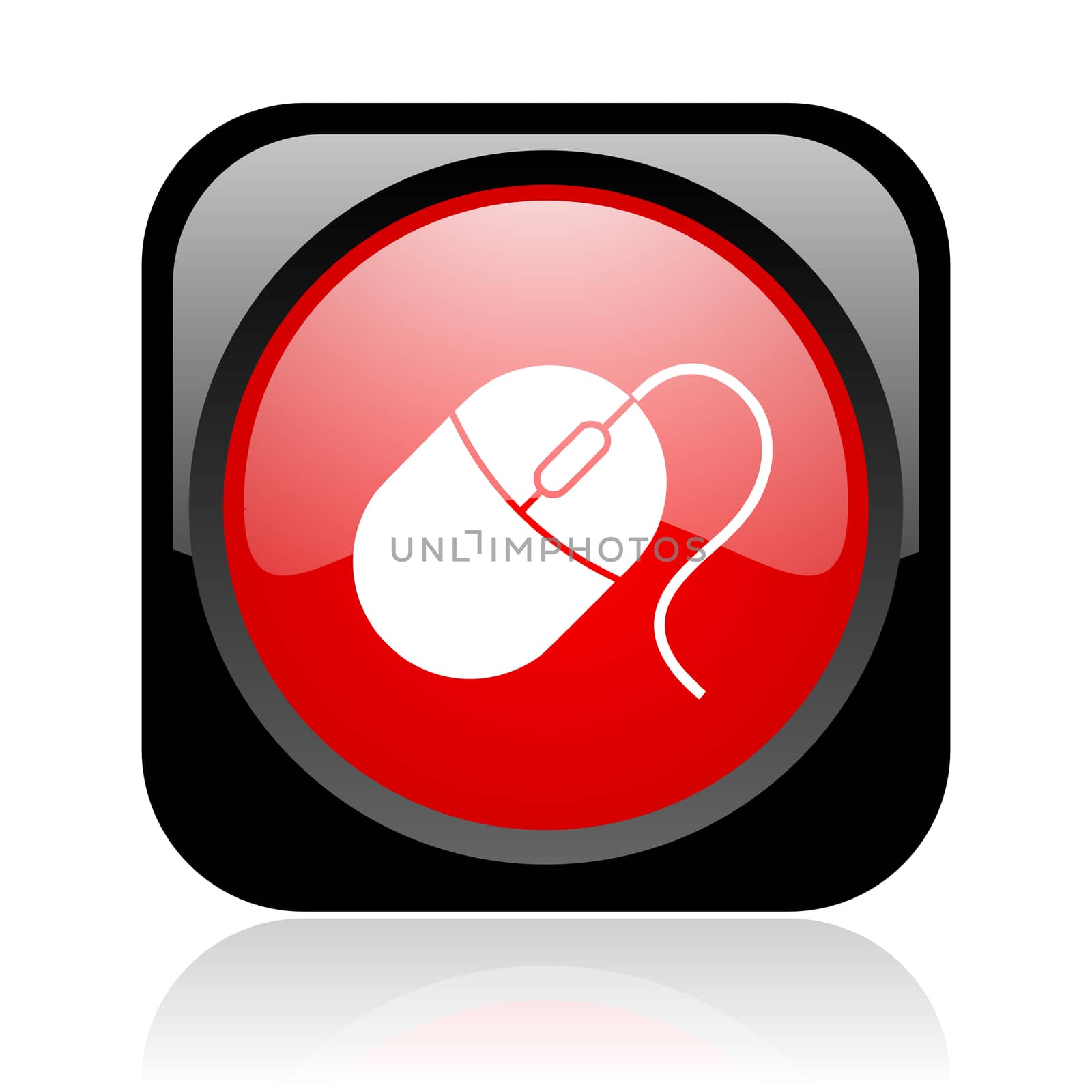 mouse black and red square web glossy icon