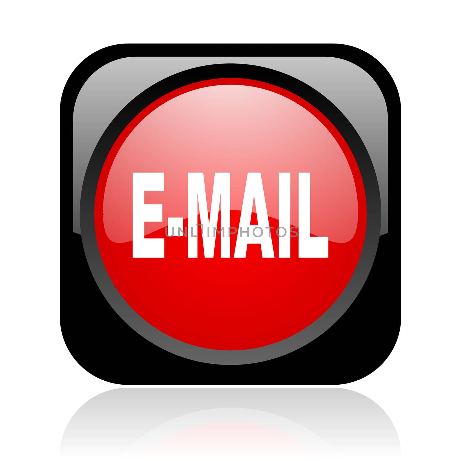 mail black and red square web glossy icon