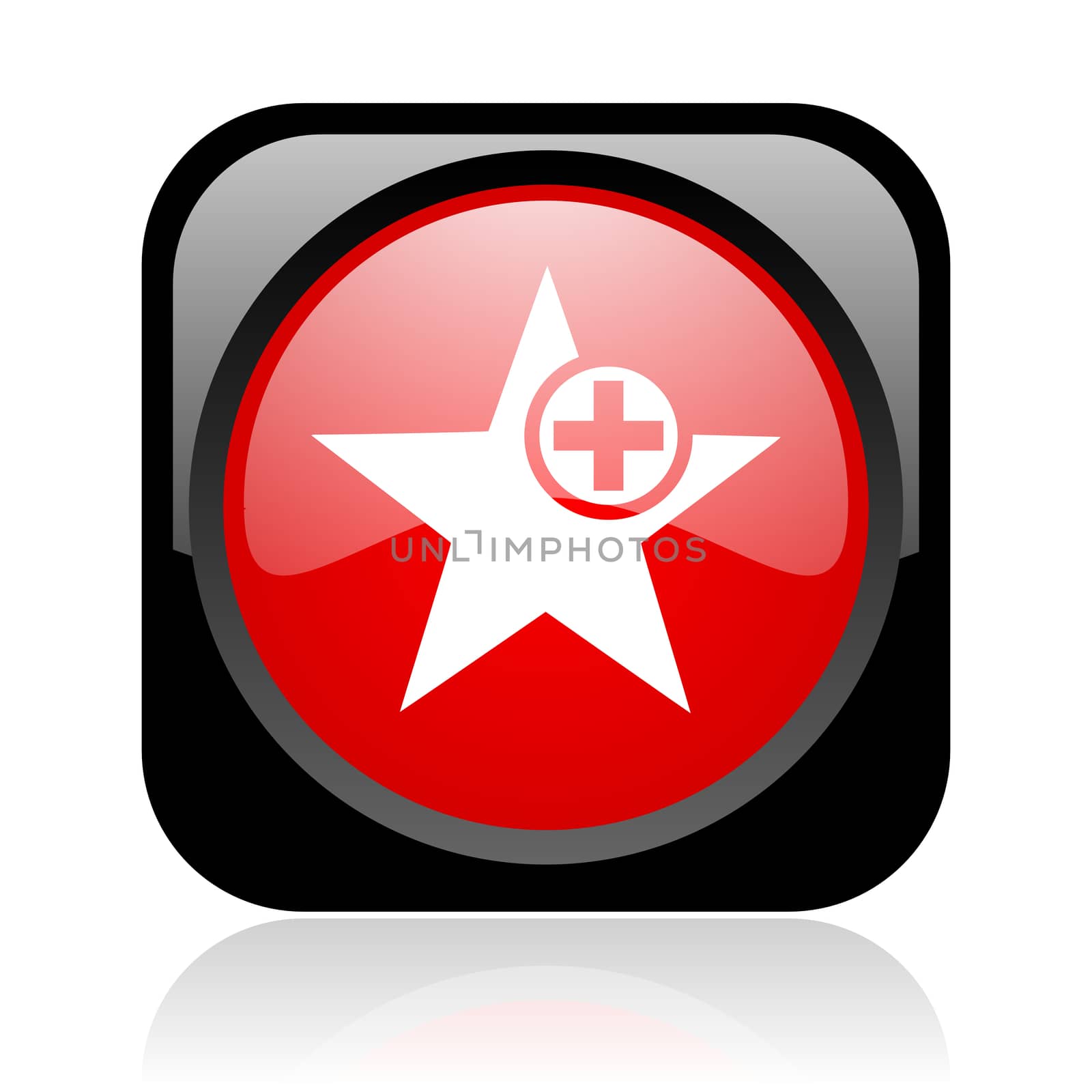 star black and red square web glossy icon