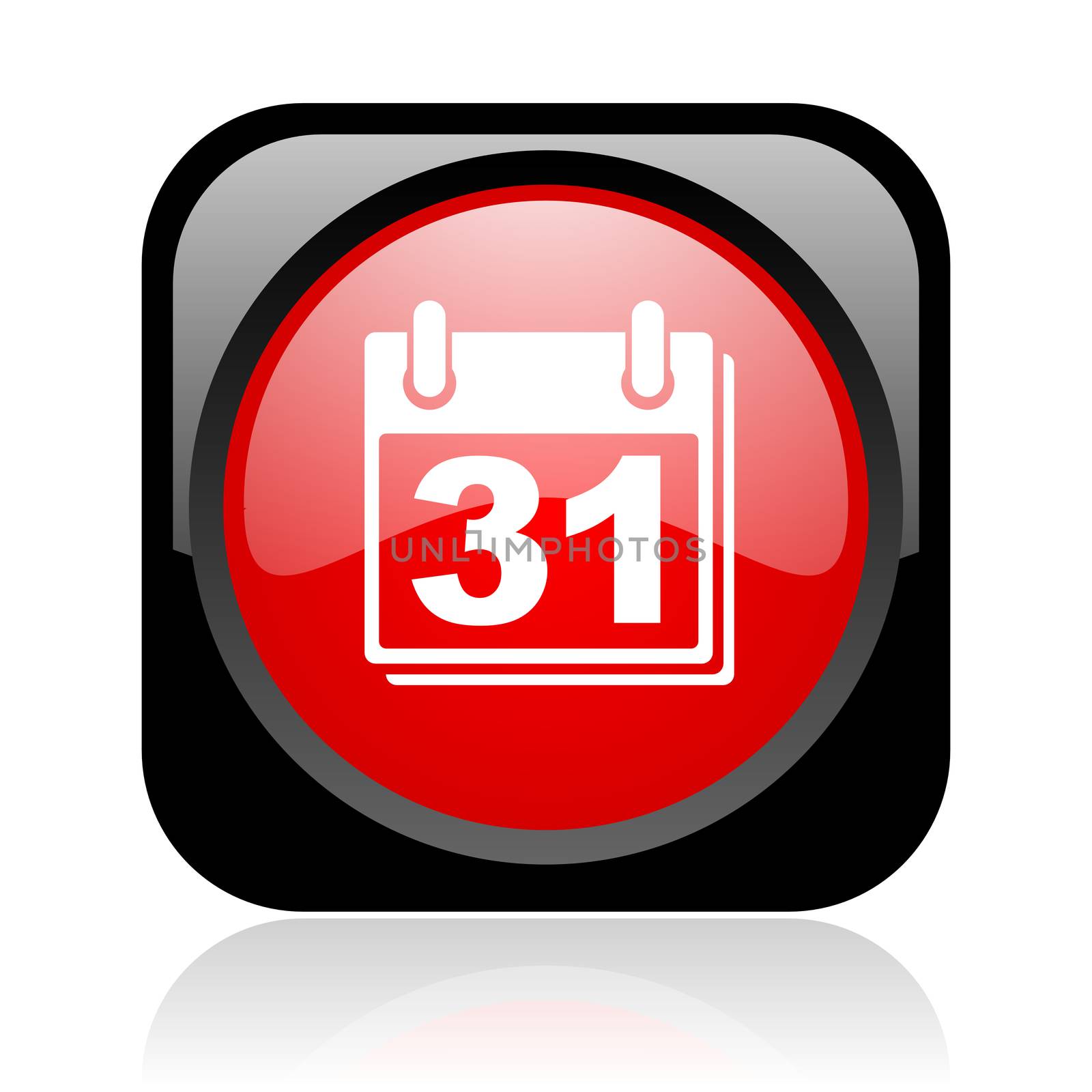 calendar black and red square web glossy icon
