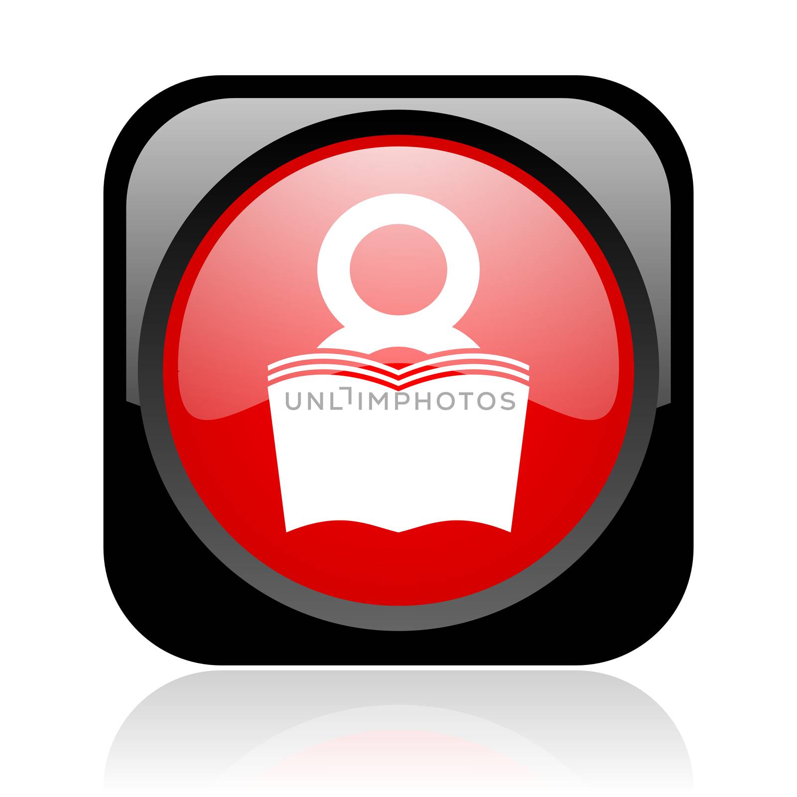 book black and red square web glossy icon