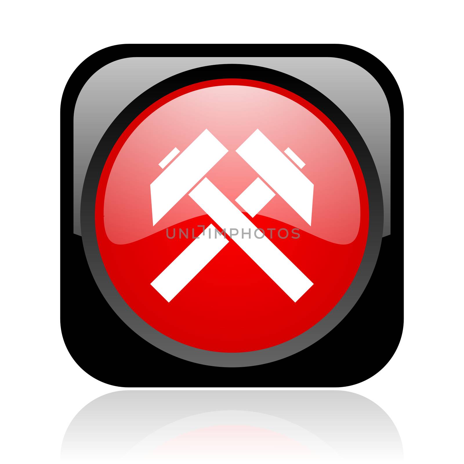 mining black and red square web glossy icon