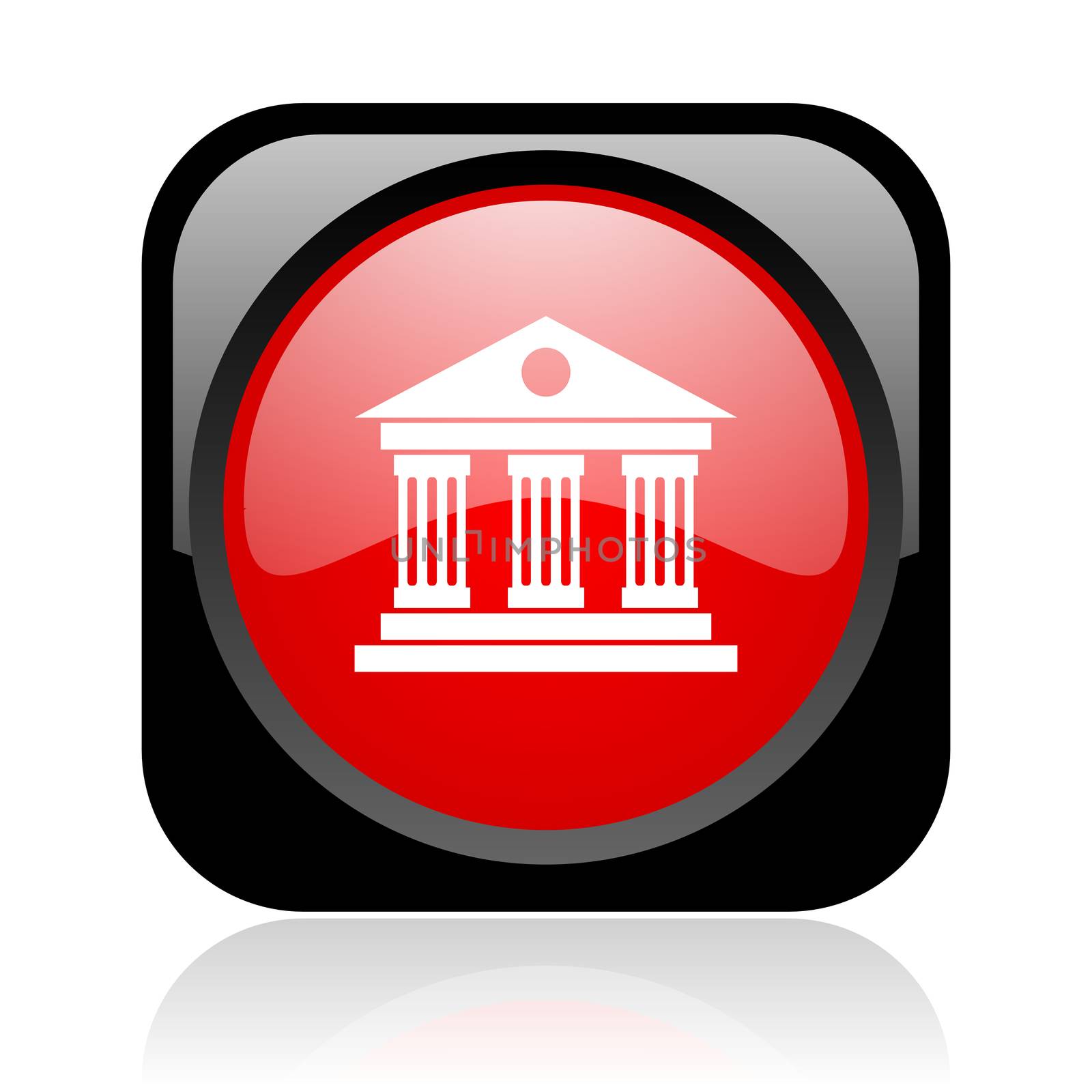 museum black and red square web glossy icon