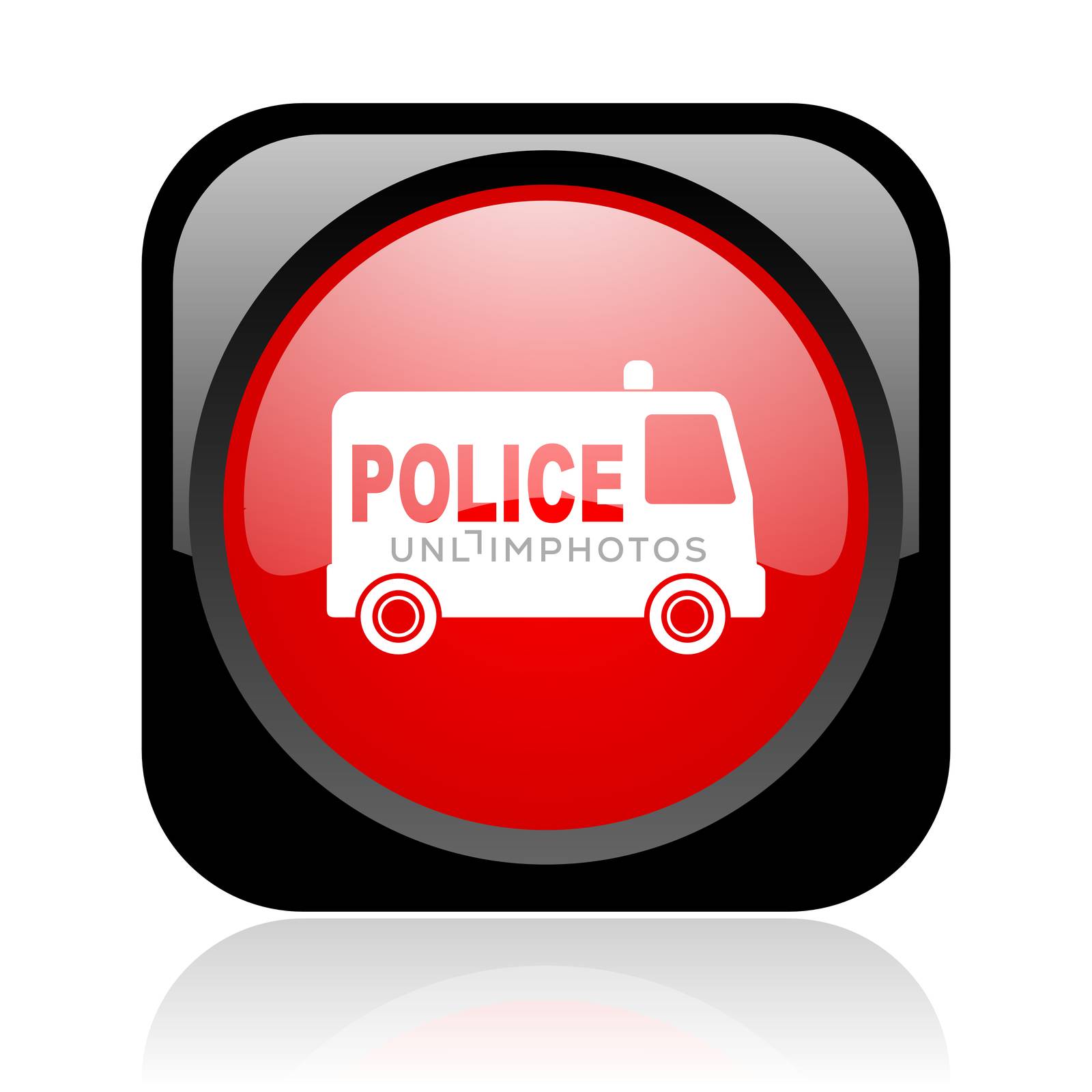 police black and red square web glossy icon