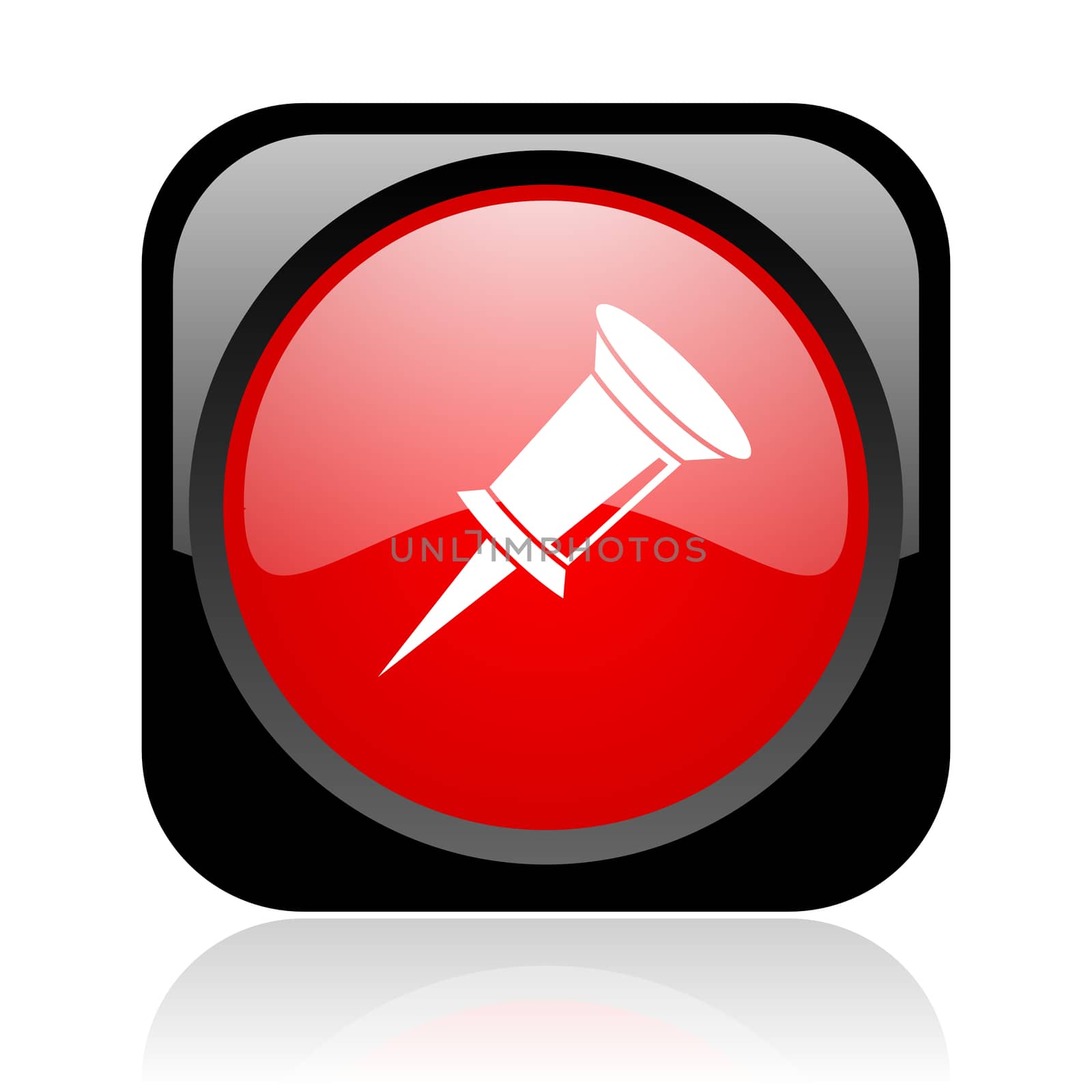 pin black and red square web glossy icon