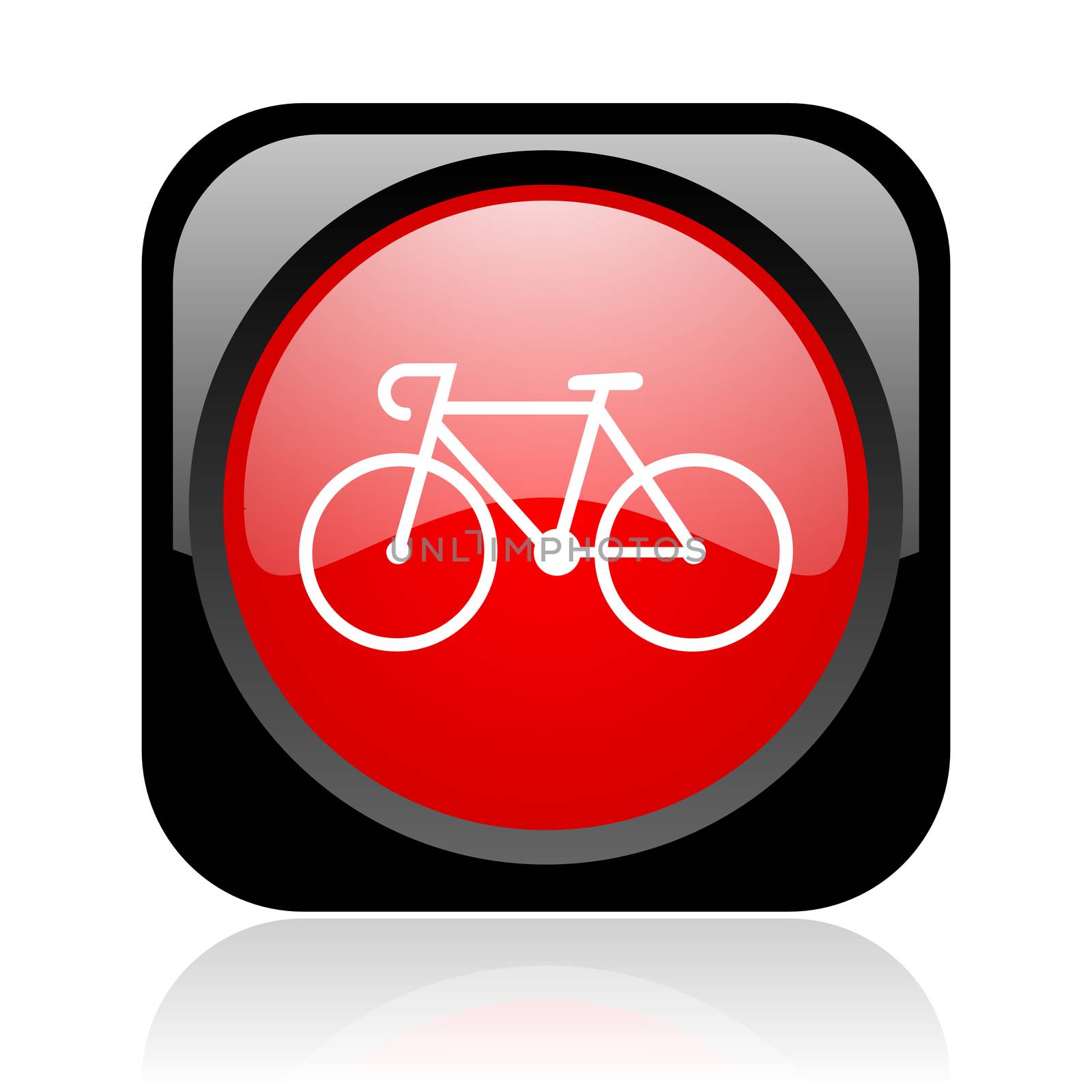 bicycle black and red square web glossy icon