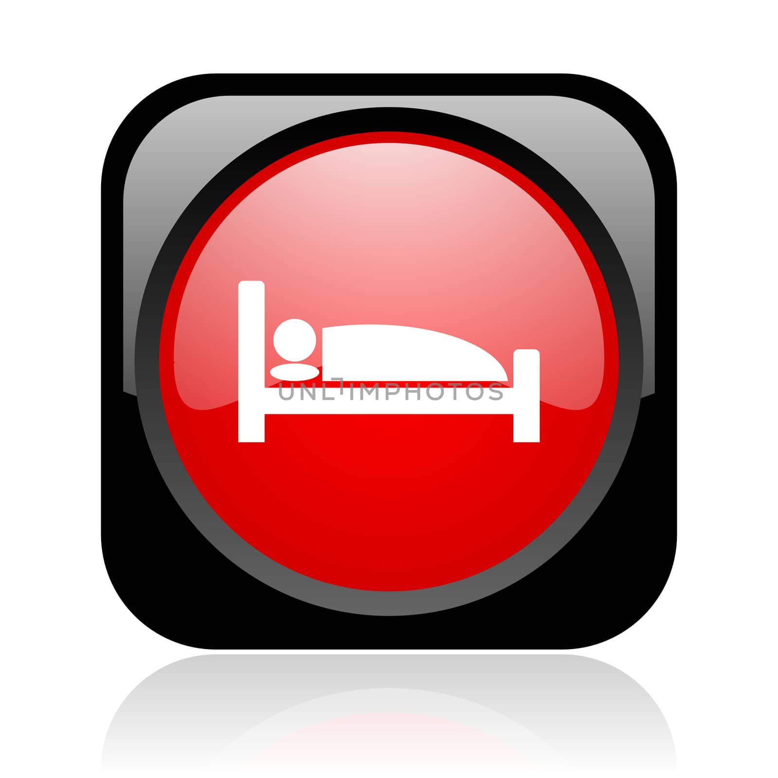 hotel black and red square web glossy icon