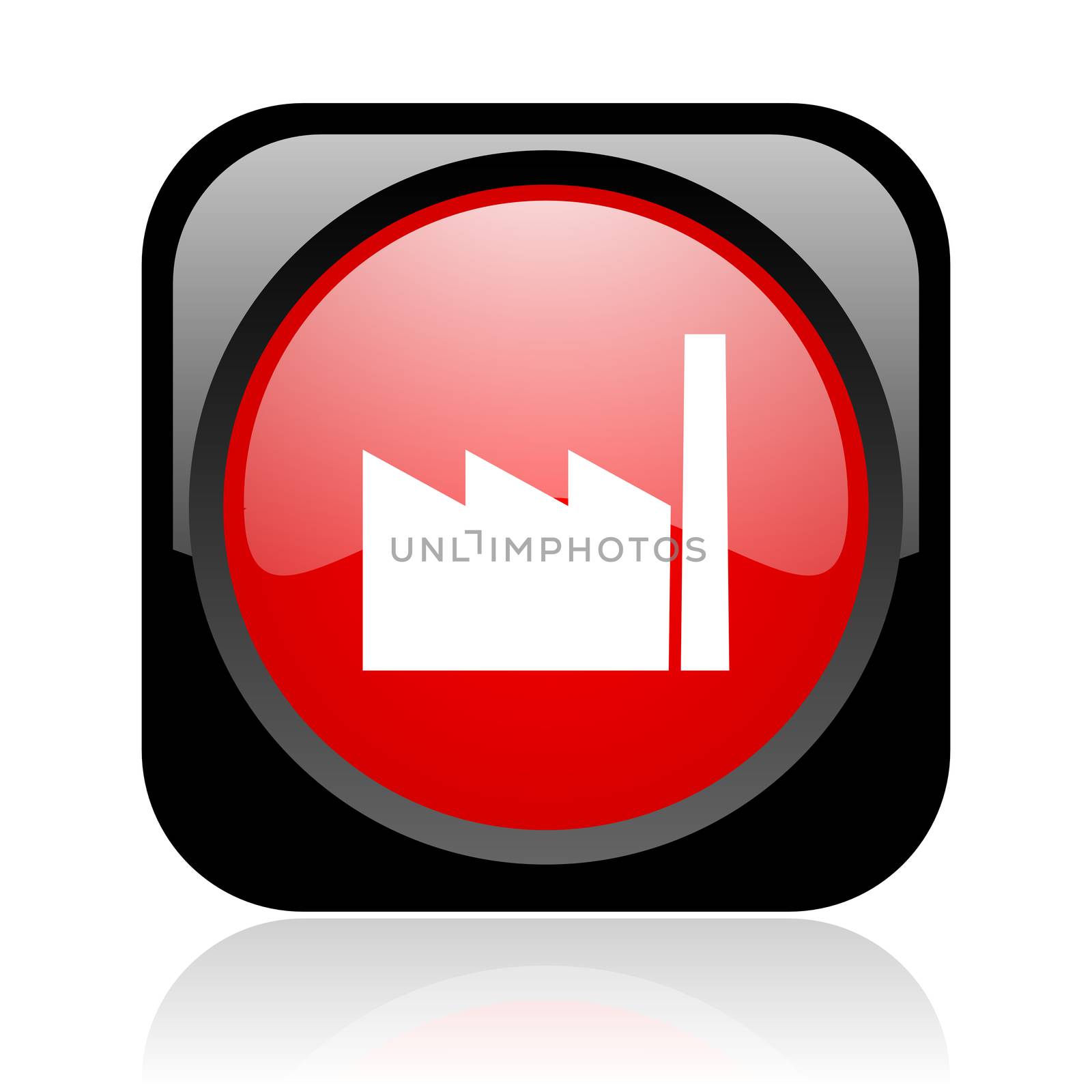 industry black and red square web glossy icon