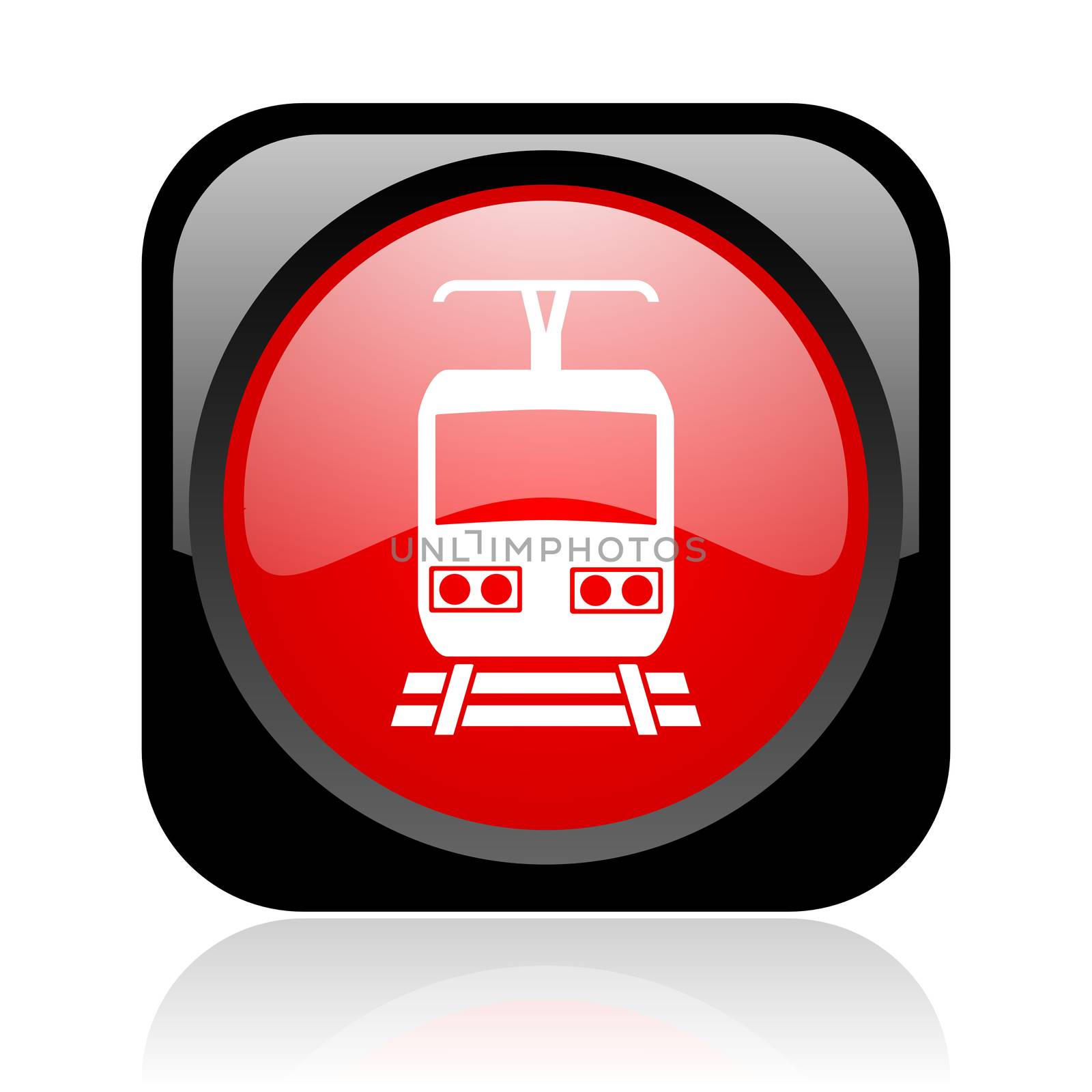 train black and red square web glossy icon