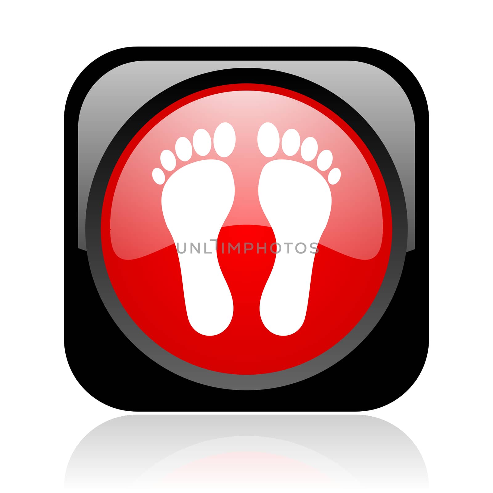 footprint black and red square web glossy icon