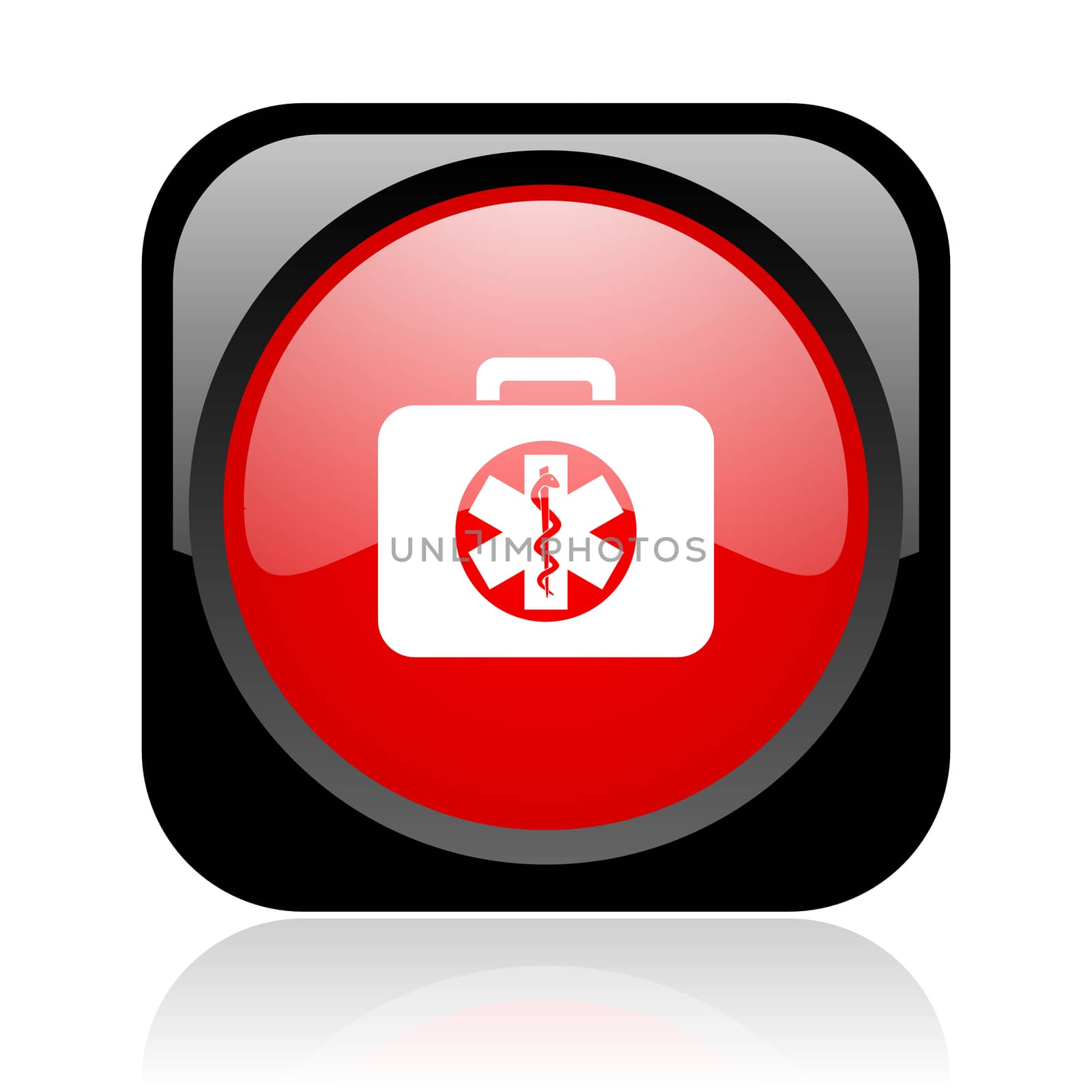 rescue kit black and red square web glossy icon