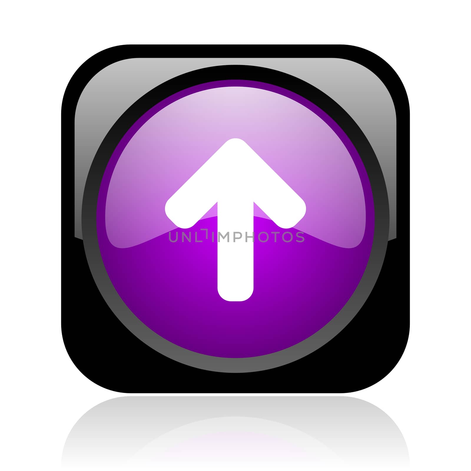 arrow up black and violet square web glossy icon