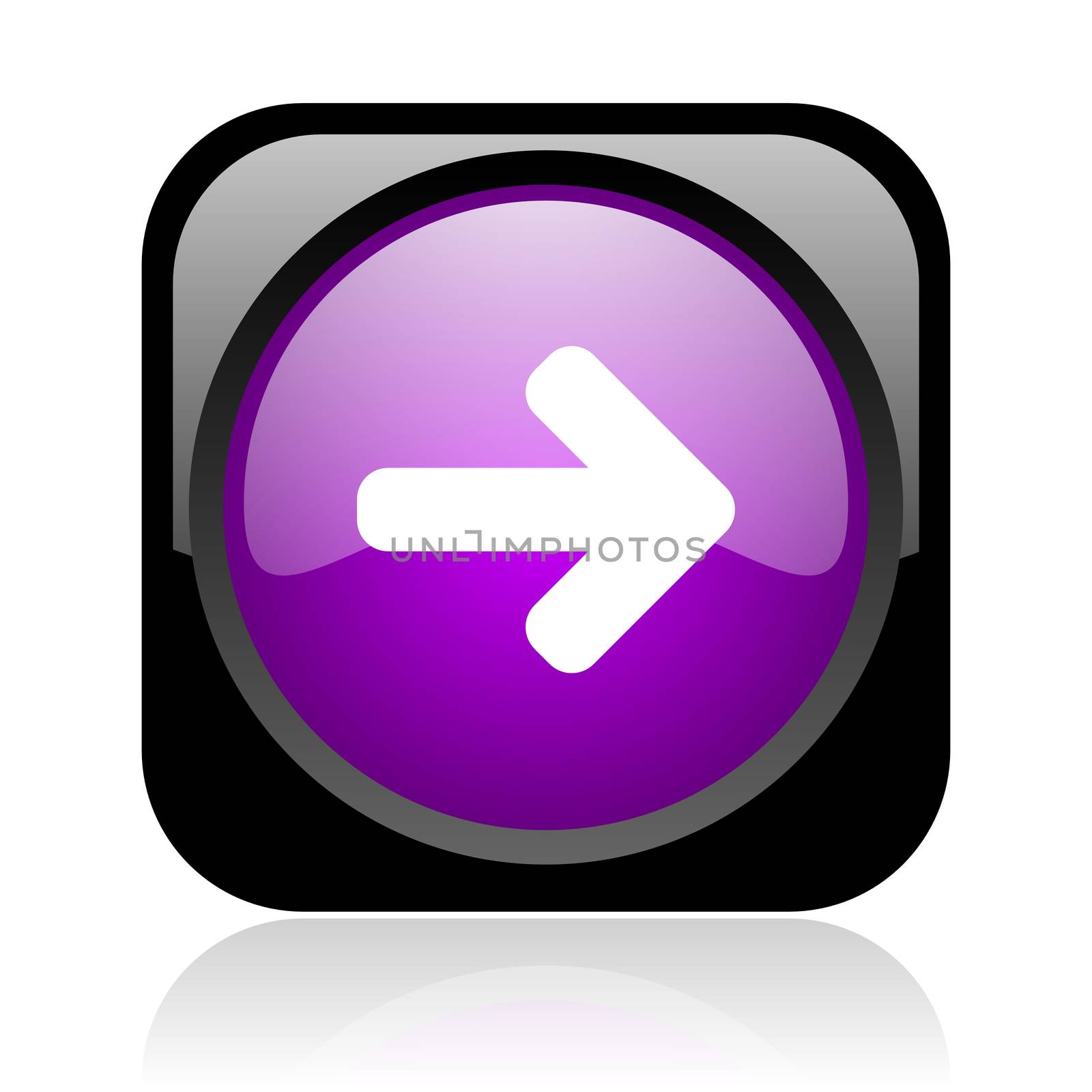 arrow right black and violet square web glossy icon