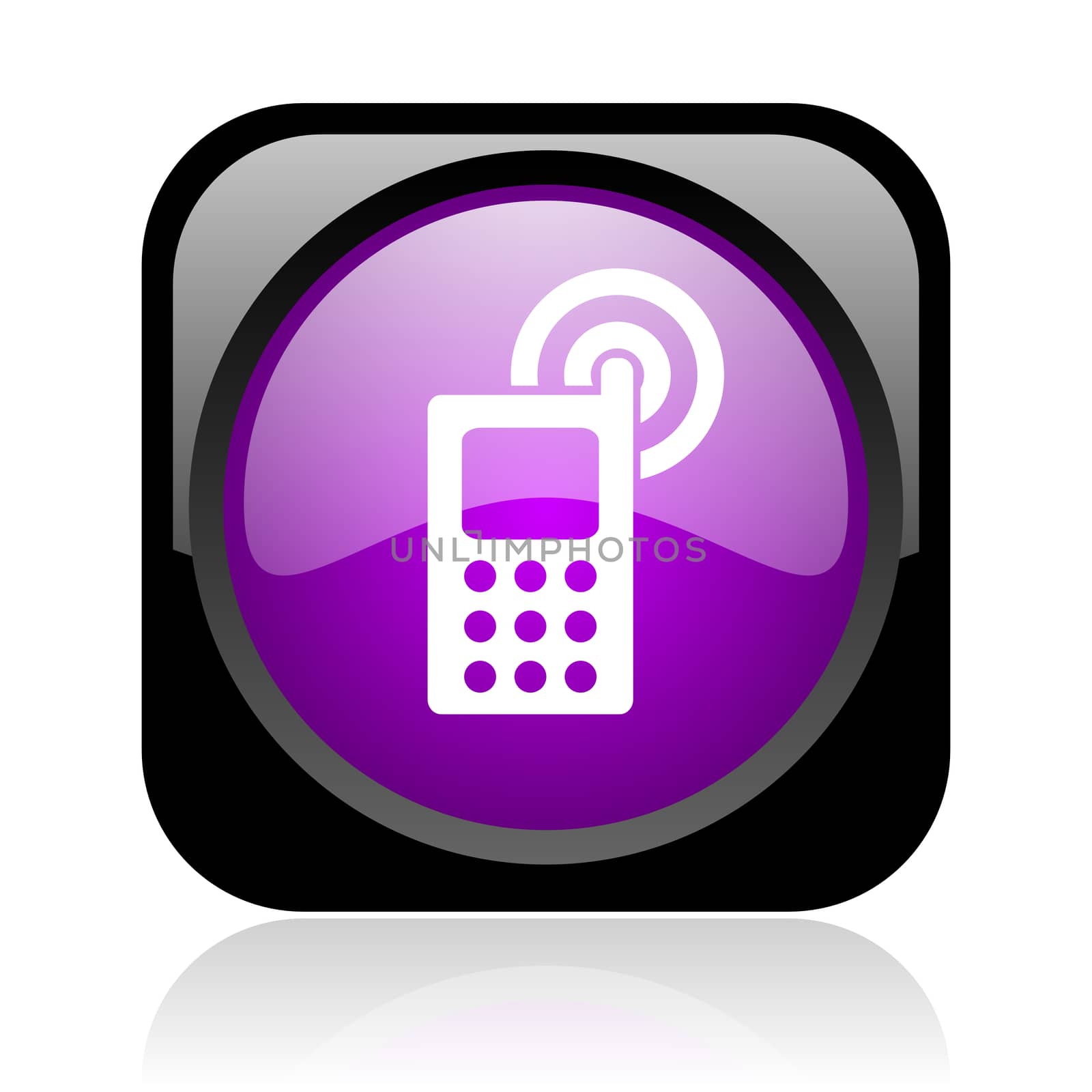 cellphone black and violet square web glossy icon