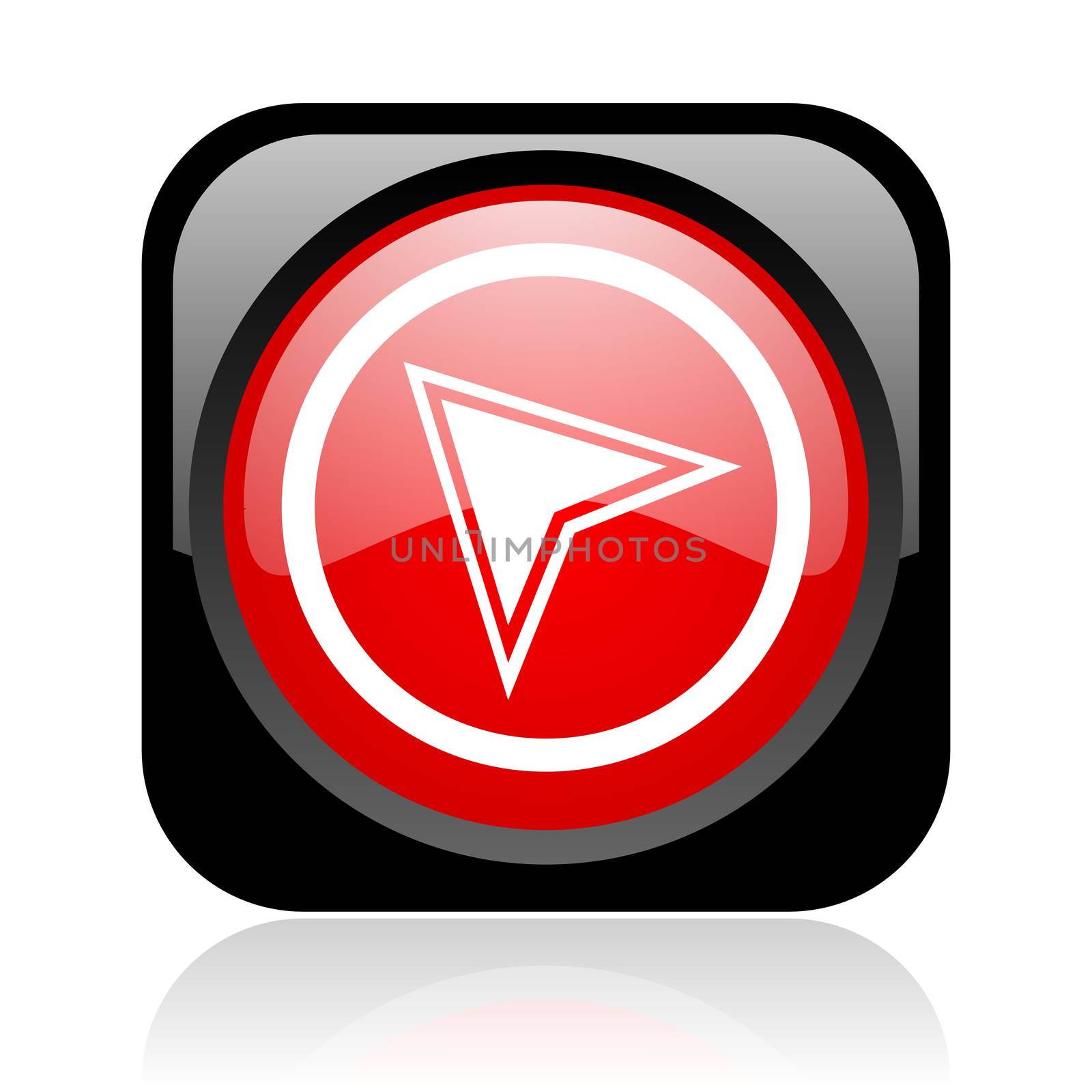 navigation black and red square web glossy icon