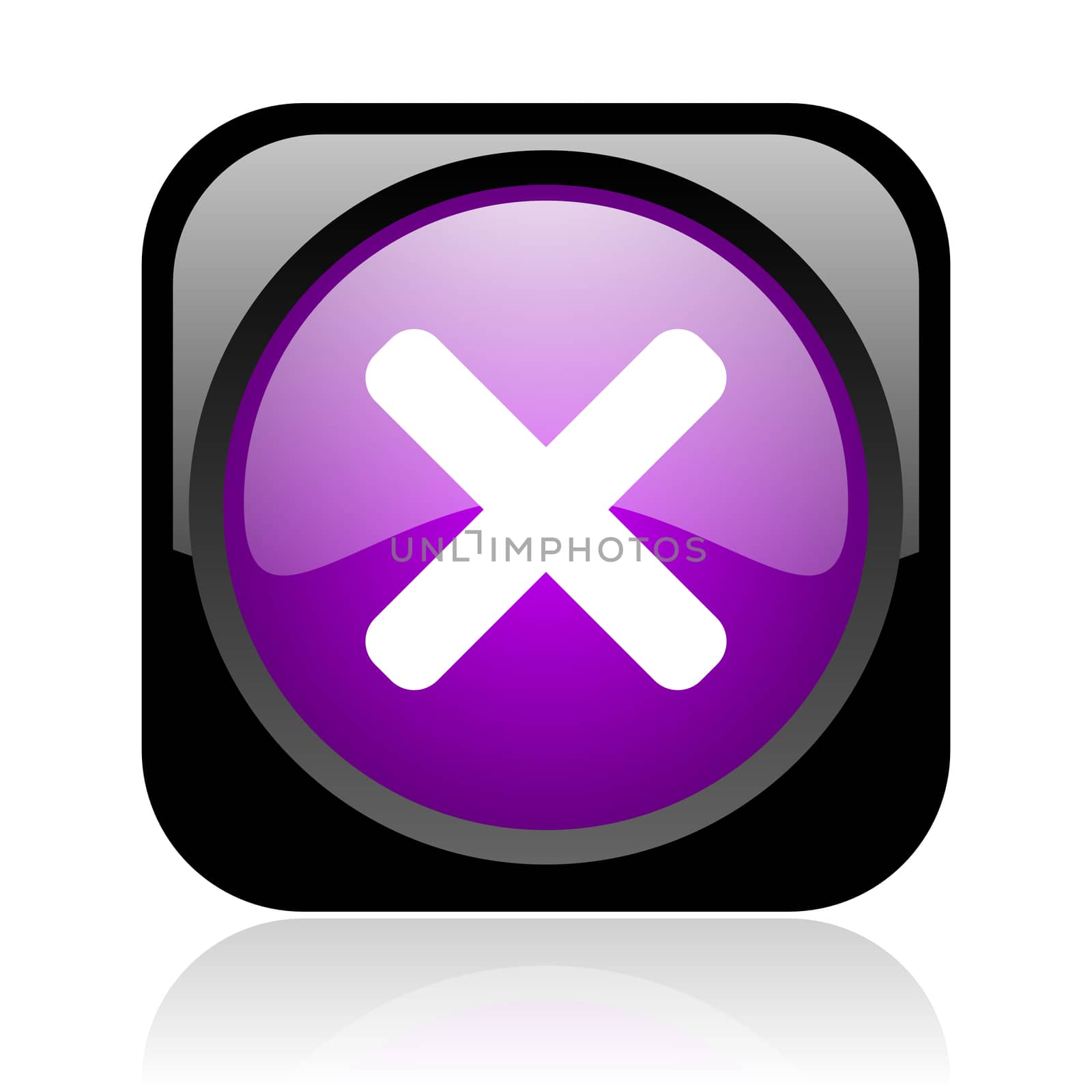 cancel black and violet square web glossy icon