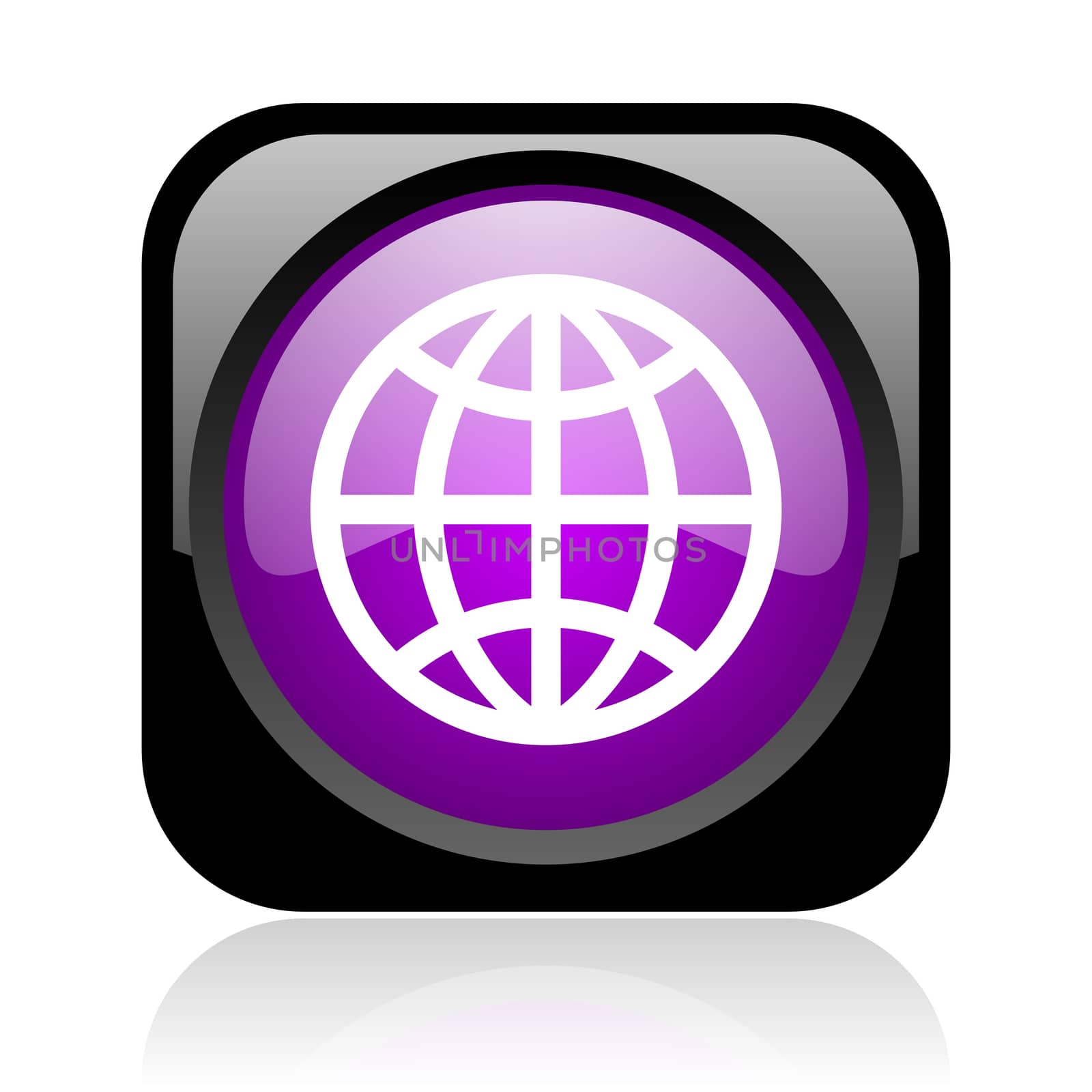 earth black and violet square web glossy icon