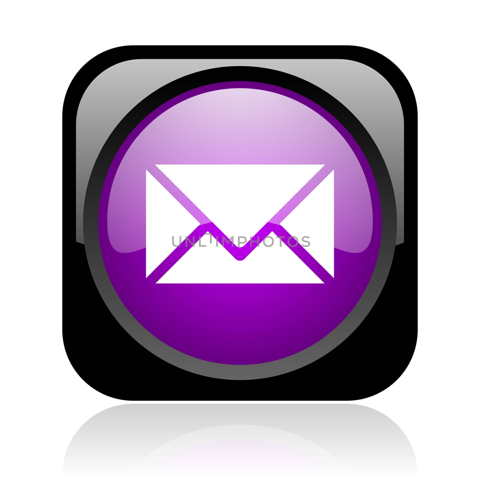 mail black and violet square web glossy icon