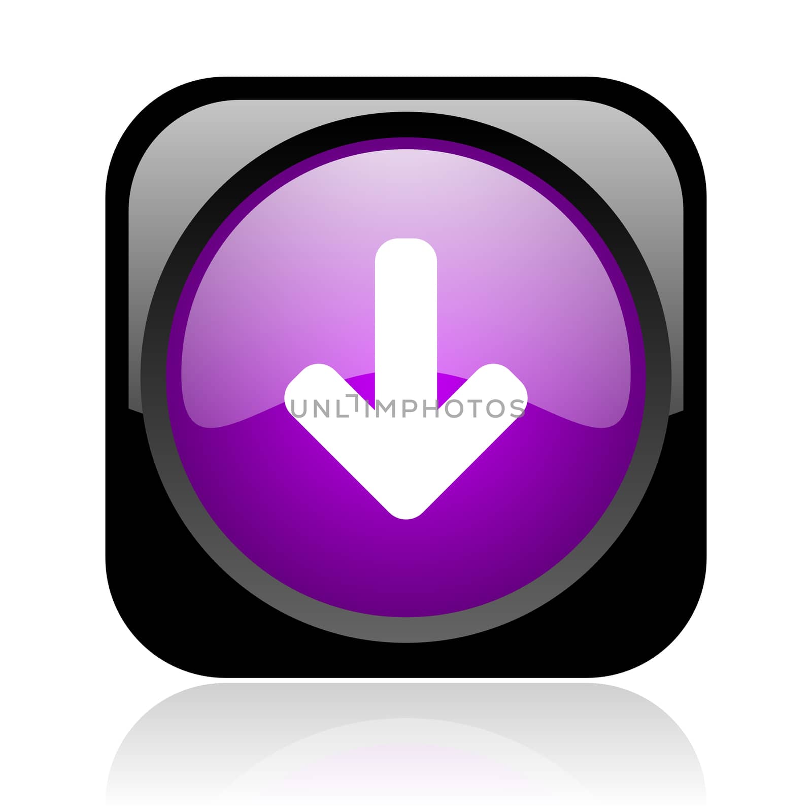 arrow down black and violet square web glossy icon