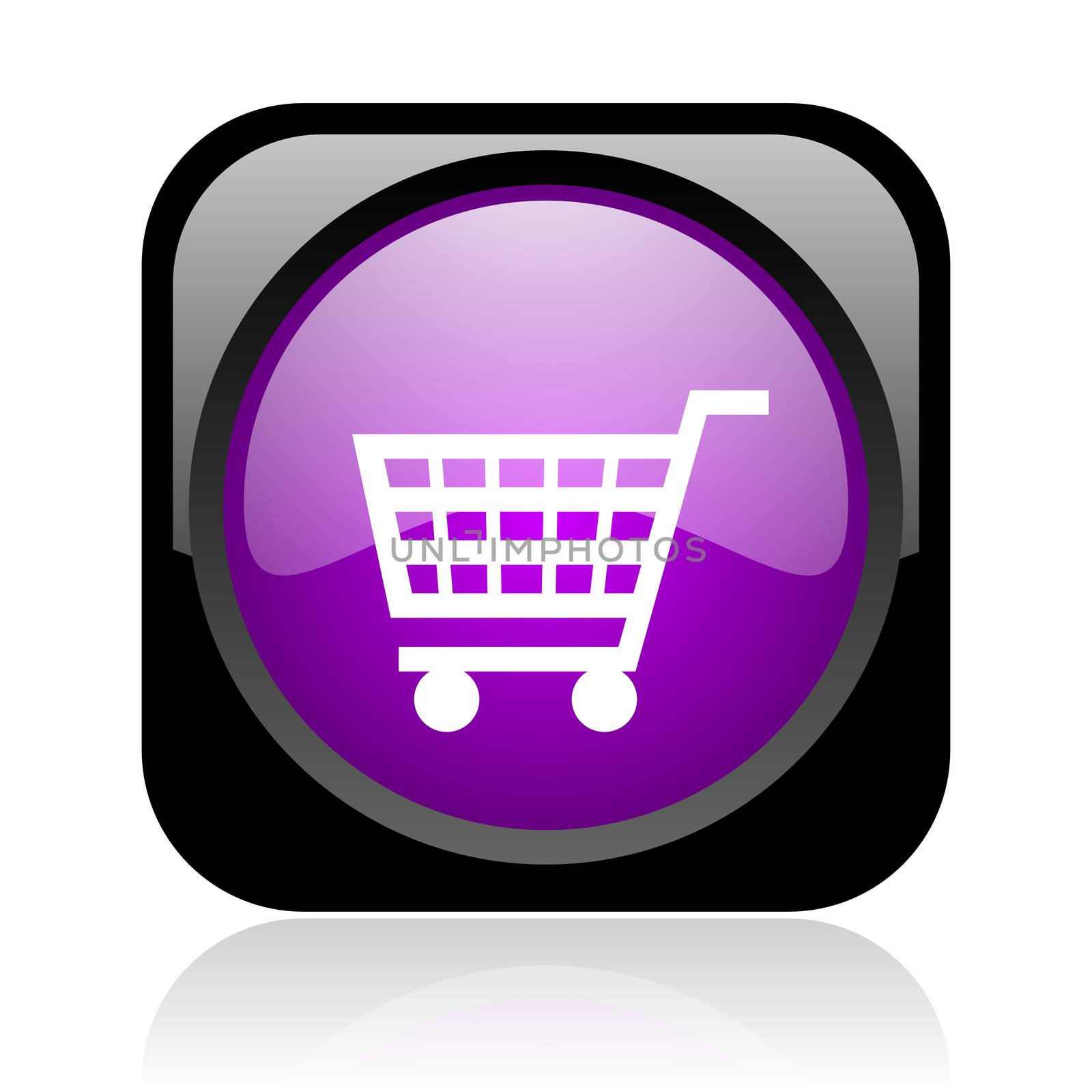 shopping cart black and violet square web glossy icon