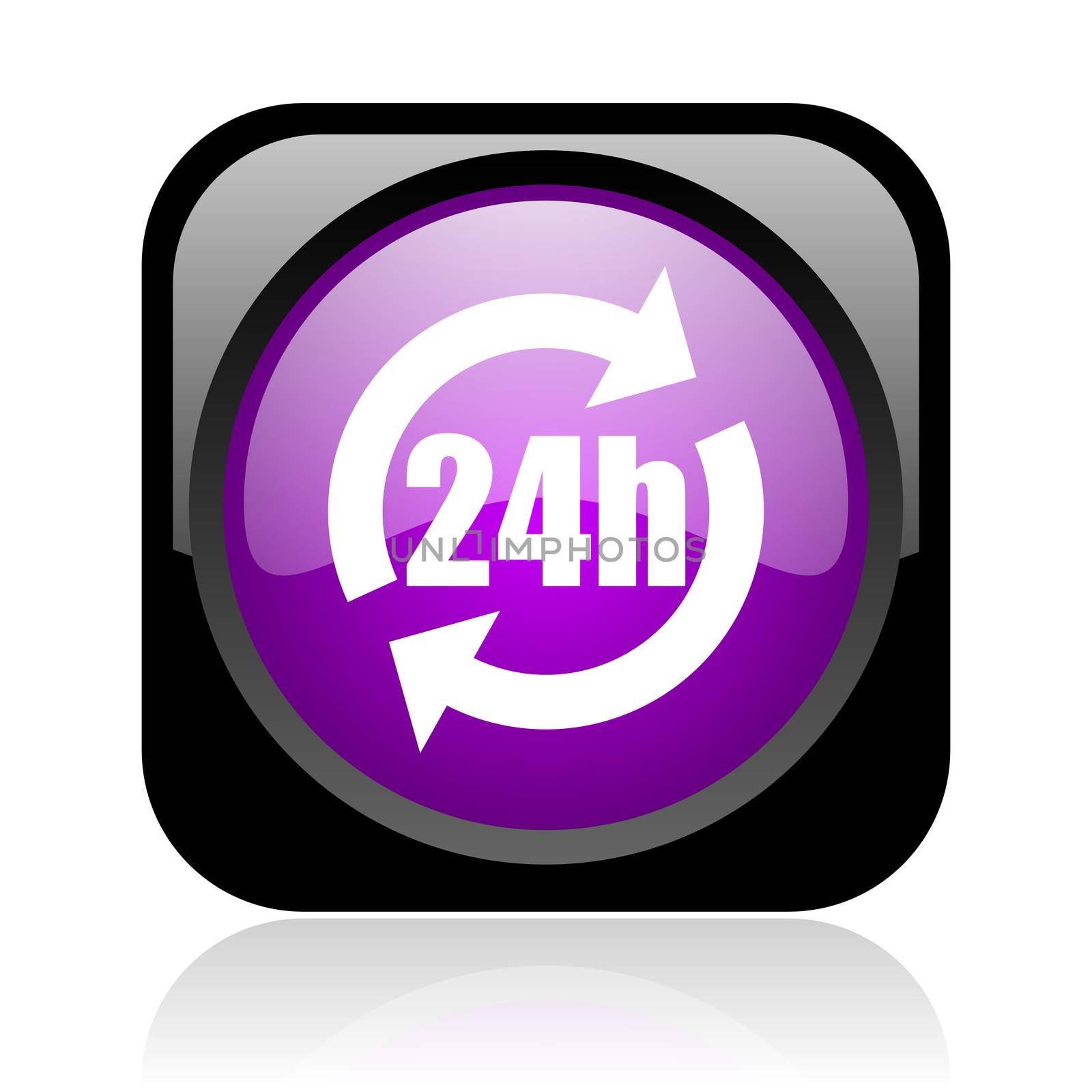 24h black and violet square web glossy icon